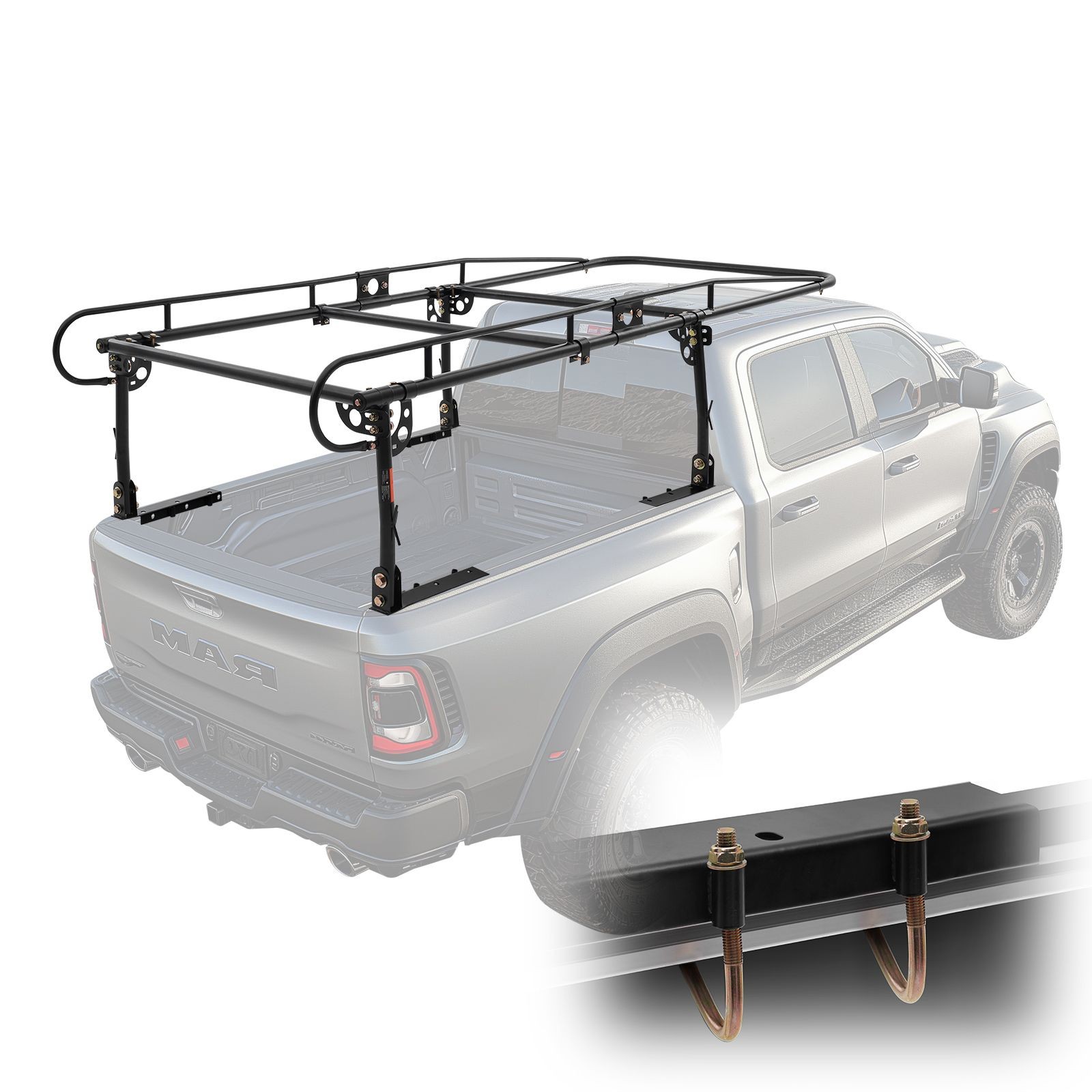 Truck Ladder Rack, 1000 LBS/ 454 KG Strong Capacity Truck Racks, Non – Drilling