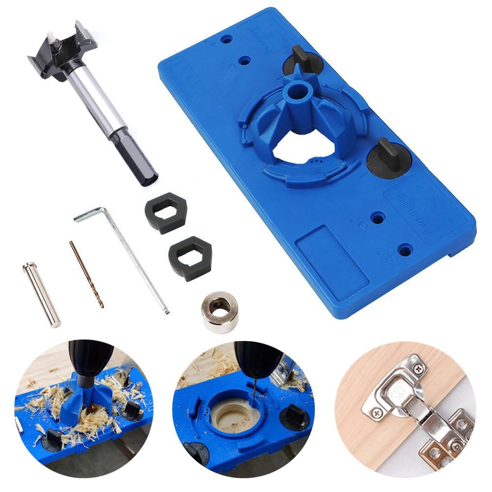35mm Concealed Hinge Jig kit, Woodworking Tool Drill Bits, Hinge Drilling Hol…