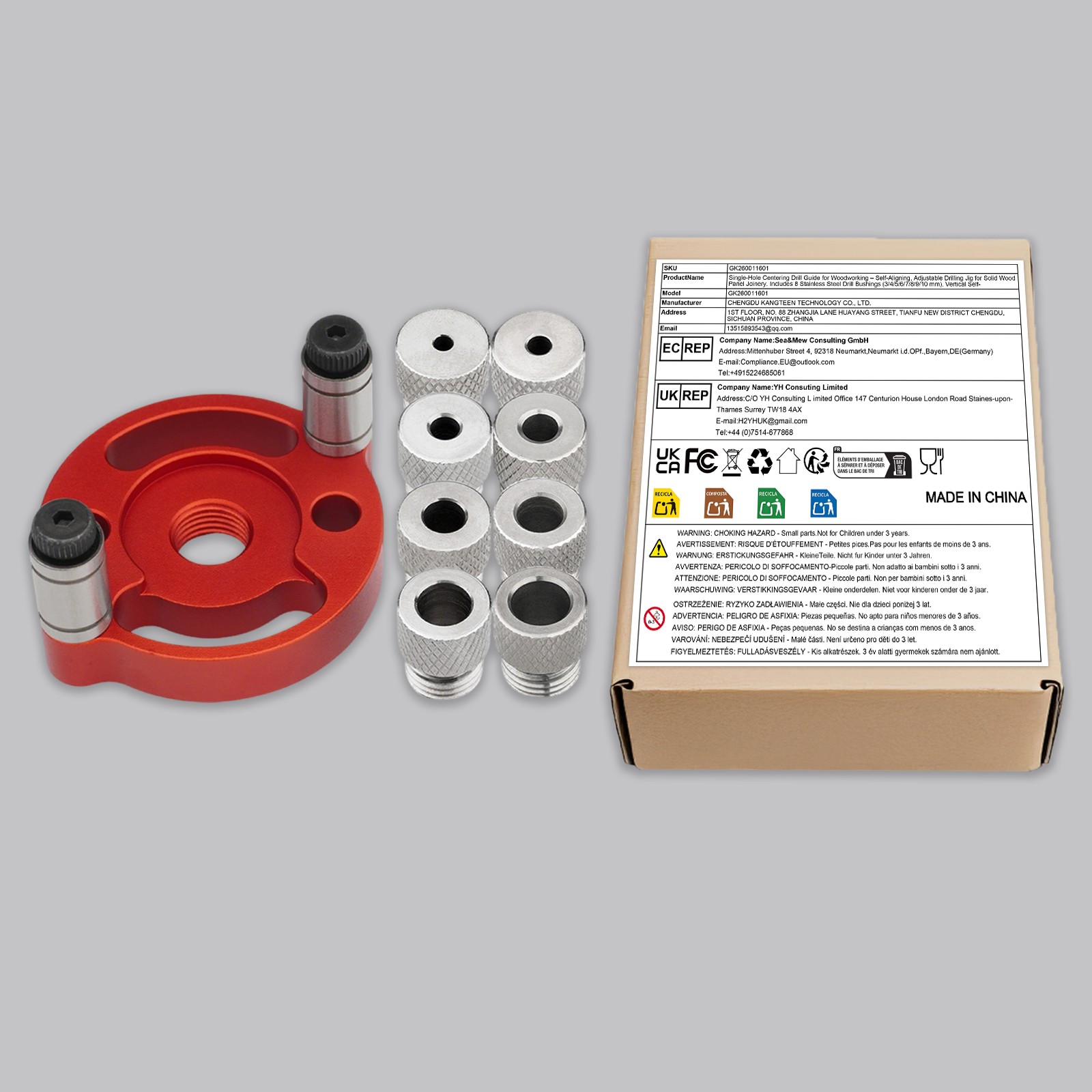 Drill Guide Locator, Single-Hole Centering Drill Guide, Vertical Self Centering