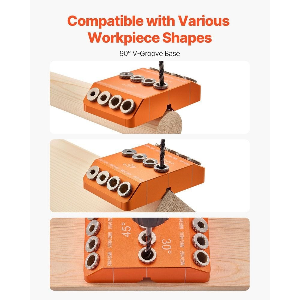 SKYSHALO Portable Drill Guide 30/45/90 Jig, 4-Sizes, Aluminum, Angled Holes