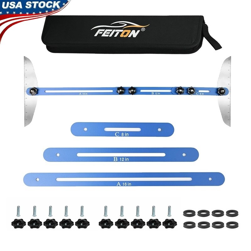 Stair Tread Template Tool Aluminum Alloy Adjustable Measuring Jig W/ Storage Bag