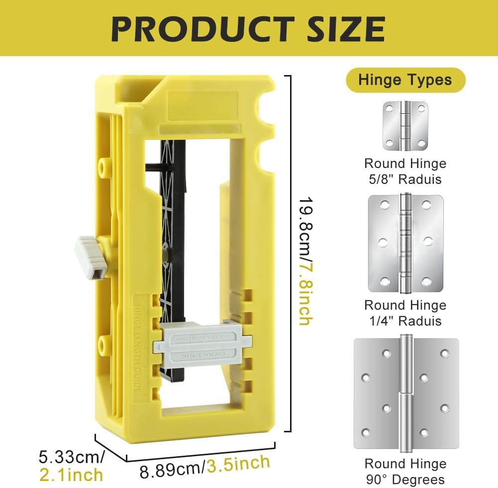 Door Hinge Jig, Door Hinge Router Template Fit 3”to 5” Length and 1/4” Or 5/8” T