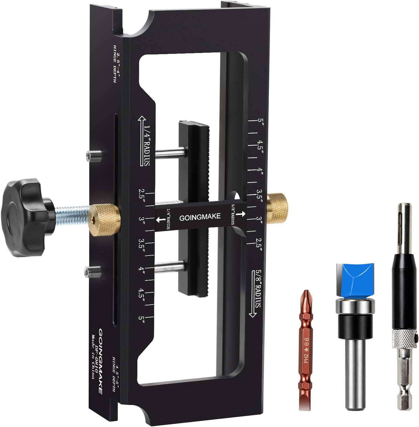 GOINGMAKE Door Hinge Jig, Aluminum Alloy Door Hinge Template Kit for Wood Router
