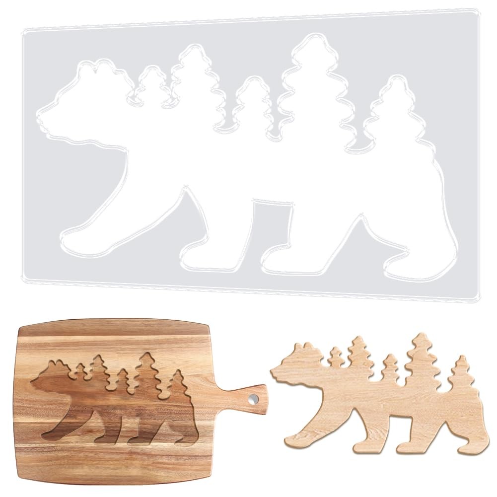 Bear Acrylic Clear Valet Tray Router Template Woodworking 9.8×5.9 Inch Inlay