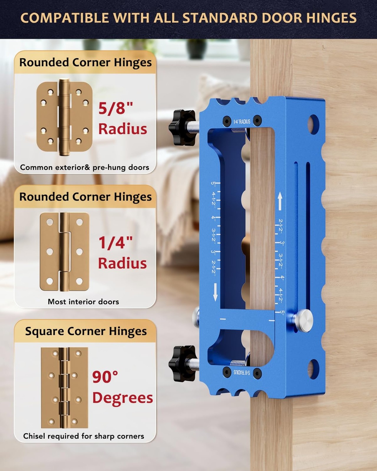 Door Hinge Jig Tool for Router, Adjustable Aluminum Alloy Mortise Jig Fits Do…