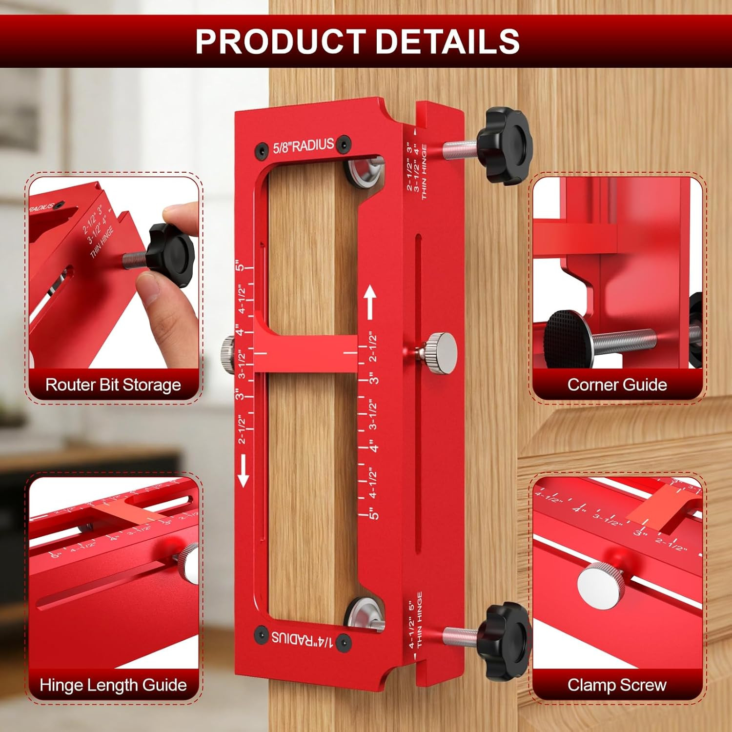 Door Hinge Jig Aluminum Alloy Adjustable Mortise Jig – Router Template Kit