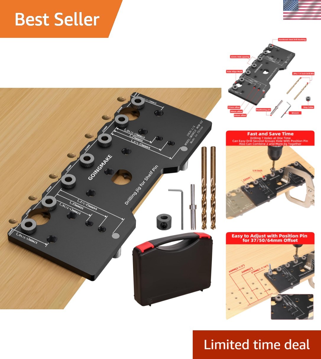 Shelf Pin Jig 1/4 Inch Aluminum Alloy Shelf Pin Drilling Jig Drill Guide for …