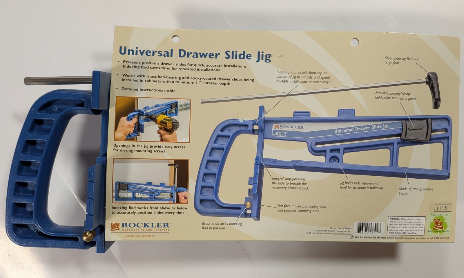 Rockler Universal Drawer Slide Jig Cabinet Hardware Jig to Install Drawer Slides
