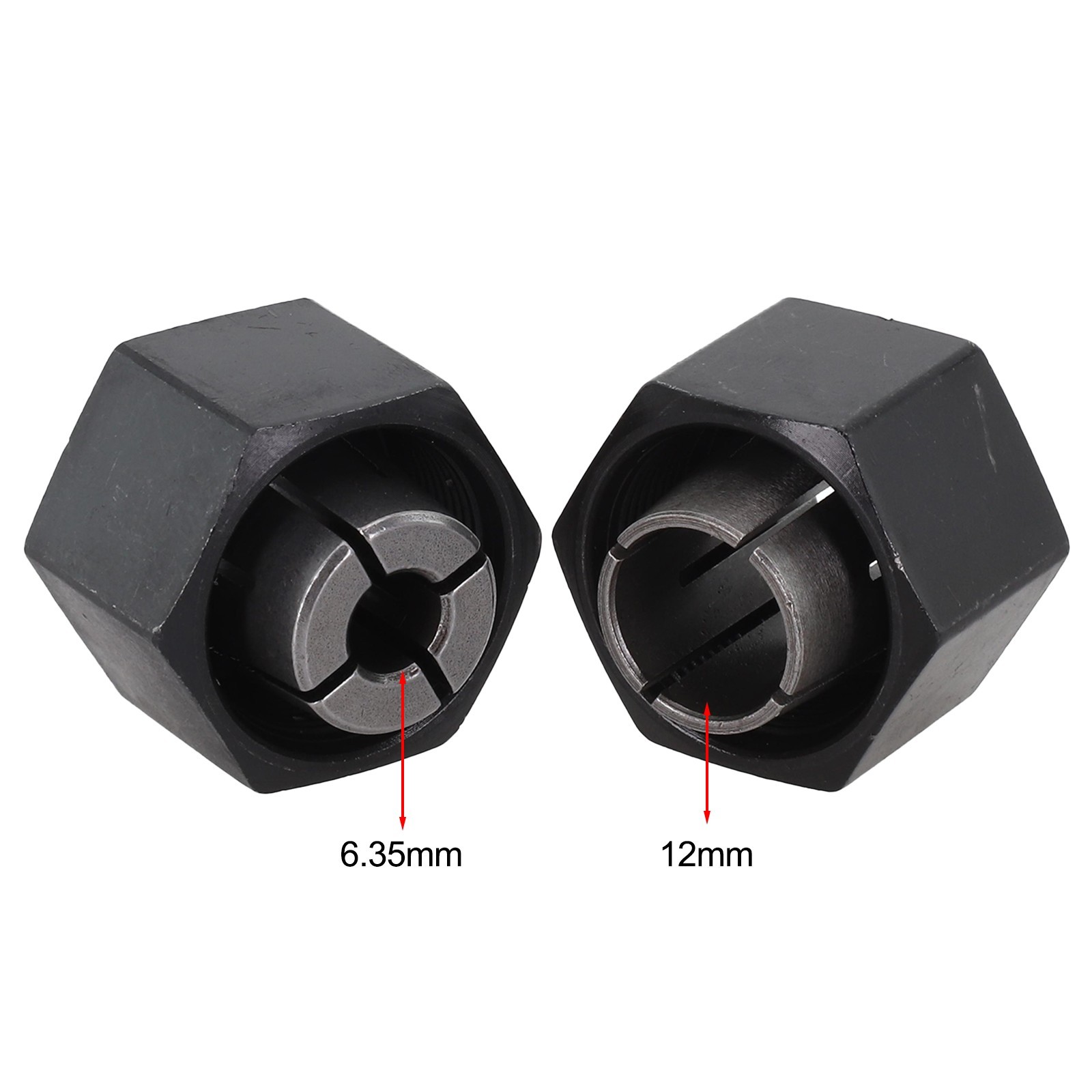 Robust Metal Router Collet Pair in Sizes of 6 35mm and 12mm Compatible Parts