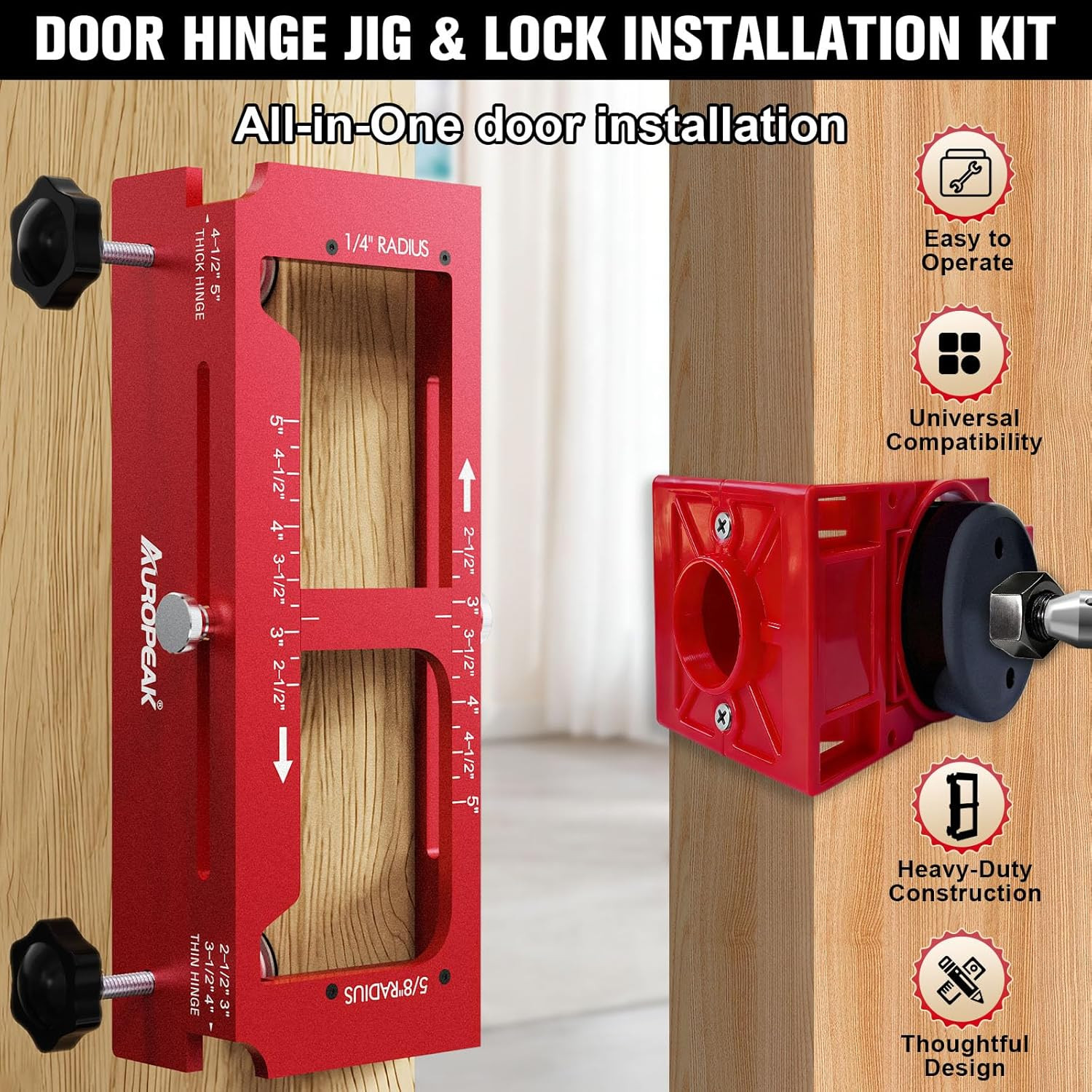 Door Hinge Jig and Door Lock Installation Kit, Aluminum Alloy Hinge Router Templ