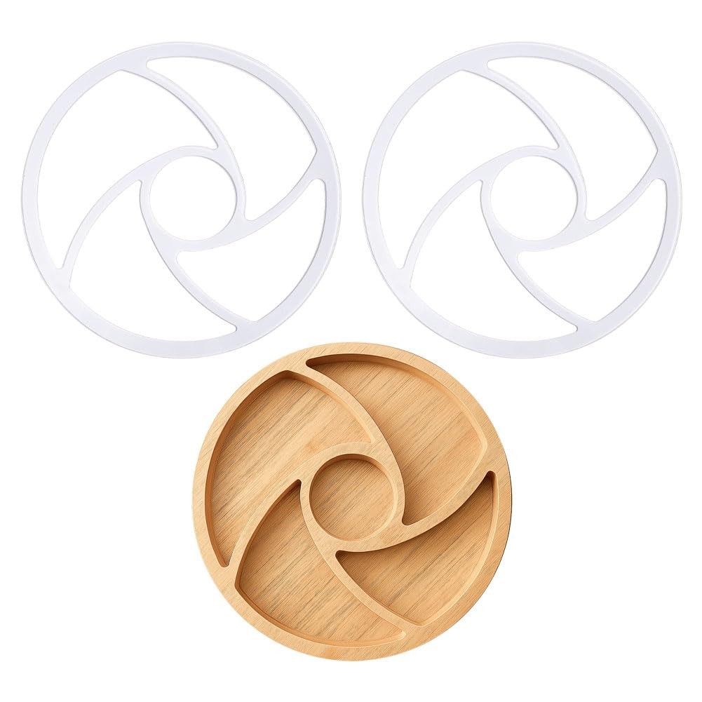 2 PCS Round Spiral 4 Pocket Router Template Acrylic Valet Tray 11.75 Inch