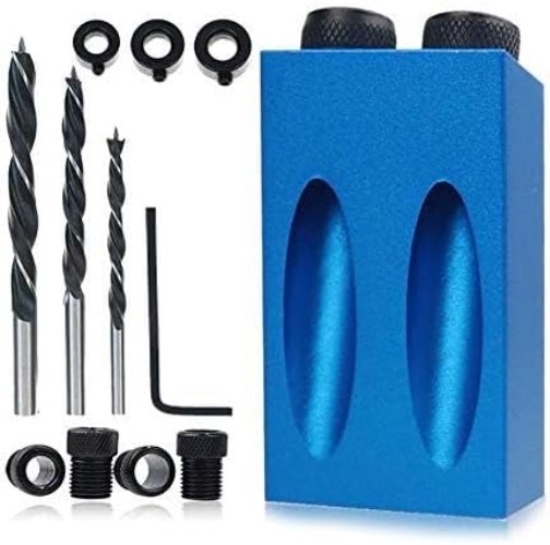 14Pcs Pocket Hole Jig Kit, 15 Degree Woodworking Inclined Hole Jig with 6/8/1…
