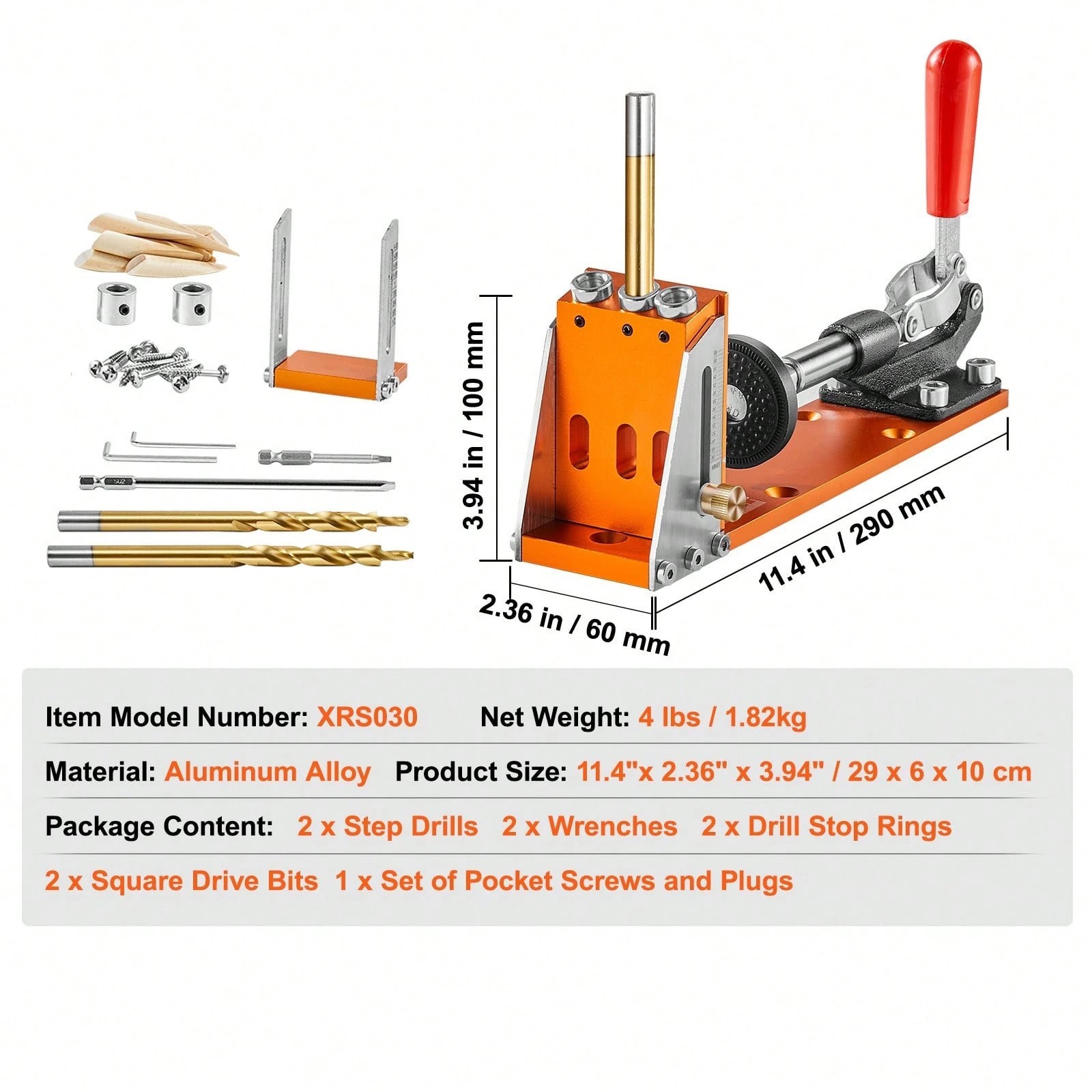30Pcs Pocket Hole Jig Kit Adjustable Woodworking Joinery Drill Guide