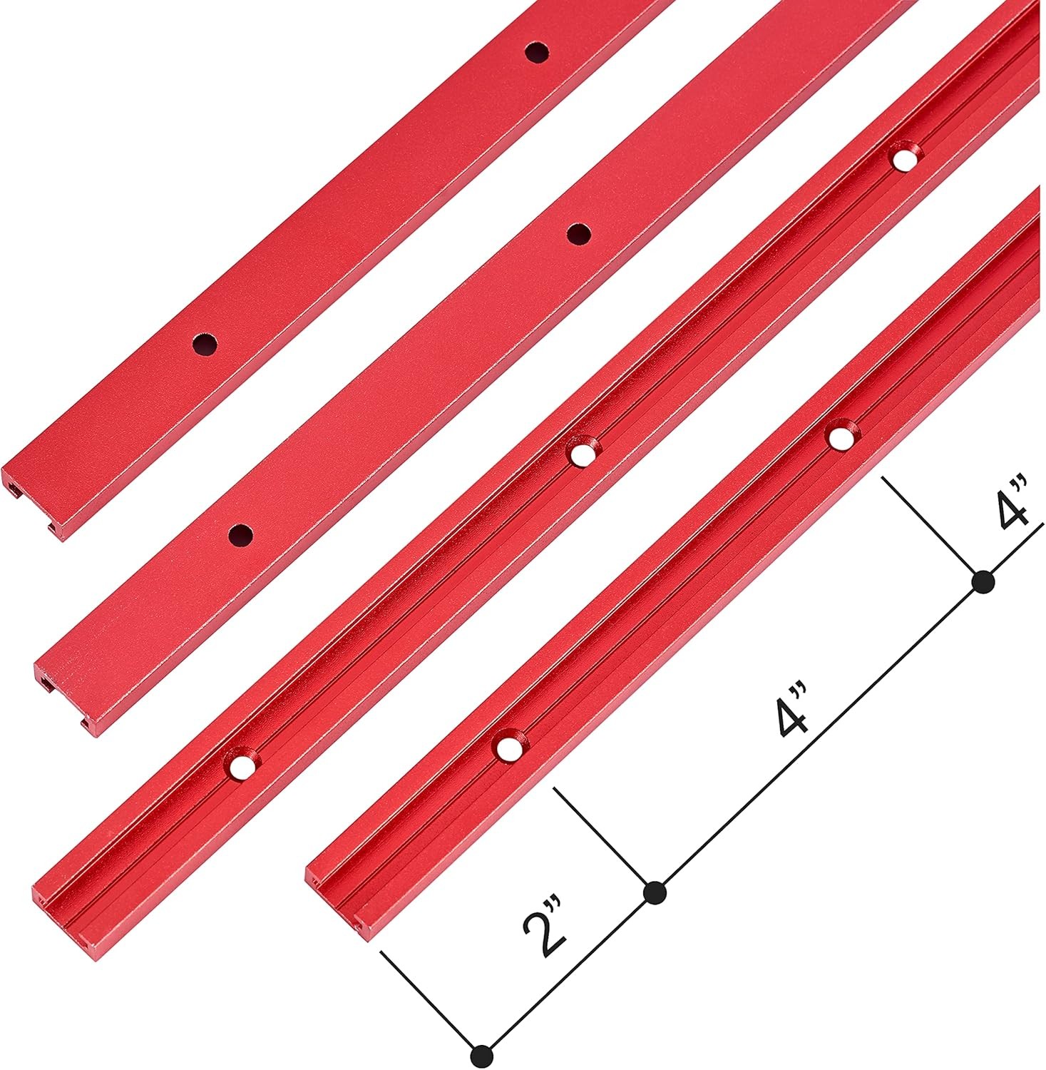 4 PCS 48 Inch Universal T Track Double Cut Profile Woodworking Hardware Red