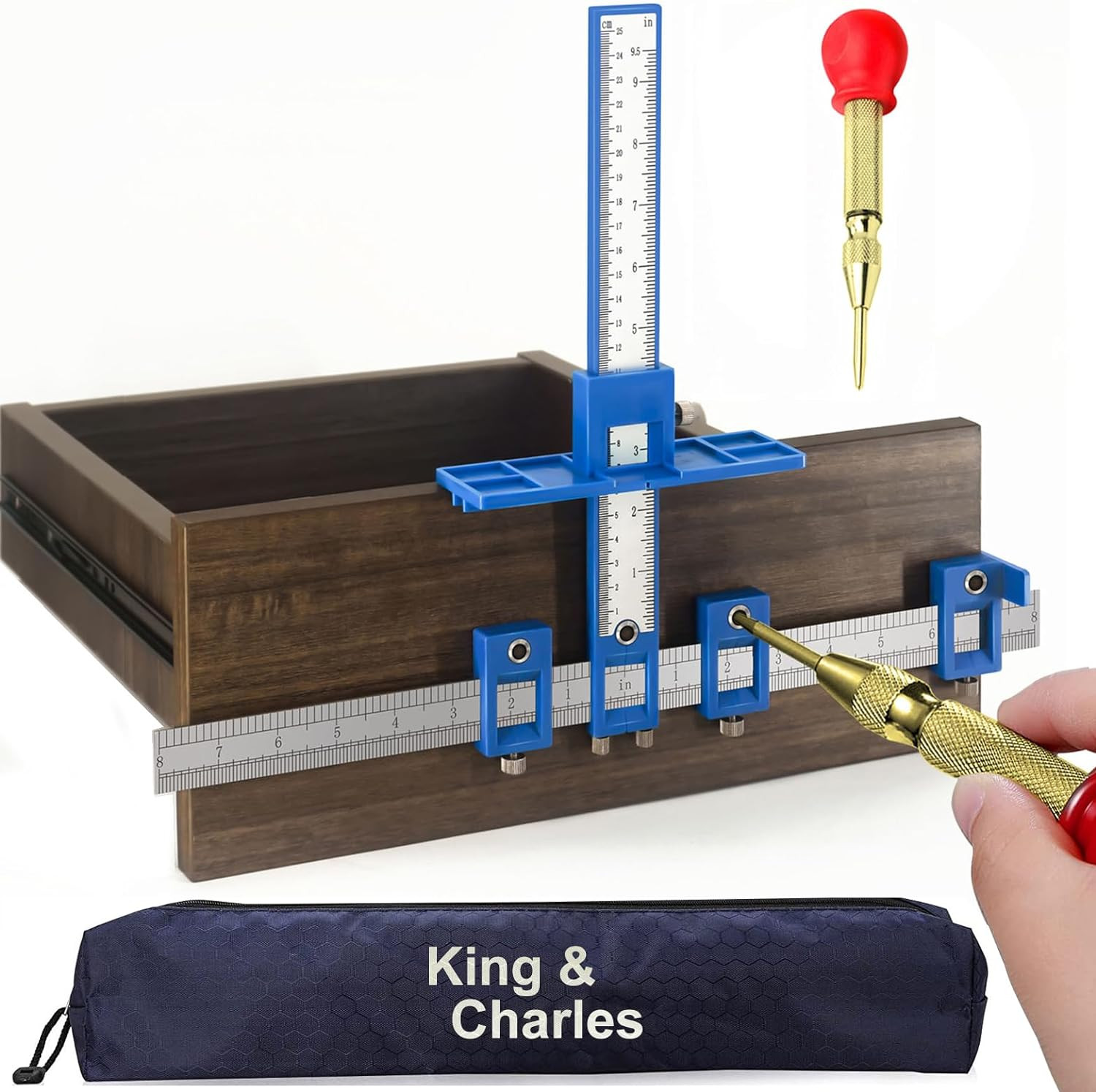 Cabinet Hardware Jig, Cabinet Handle Jig with Automatic Center Punch