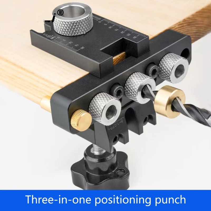 3-In-1 Doweling Jig Kits, 8/10/15mm Pocket Hole Jig Set With Positioning Clip
