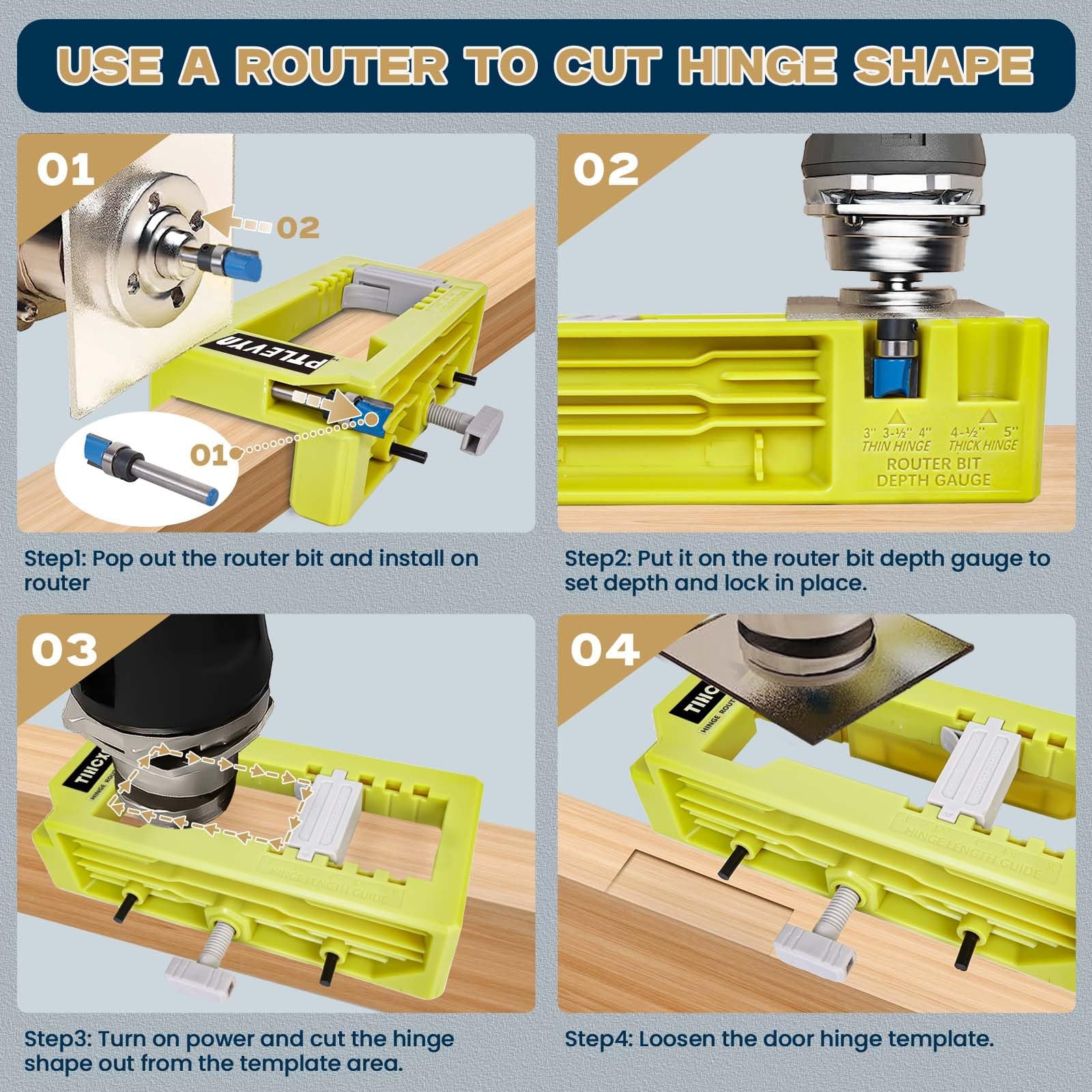 Door Hinge Mounting Template Kit (Green) for 3-5″ Hinges 90° Positioning Fits…