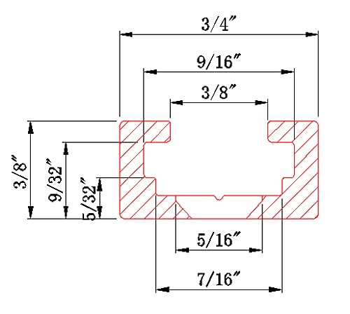 4 PCS 48 Inch Universal T Track Double Cut Profile Woodworking Hardware Red