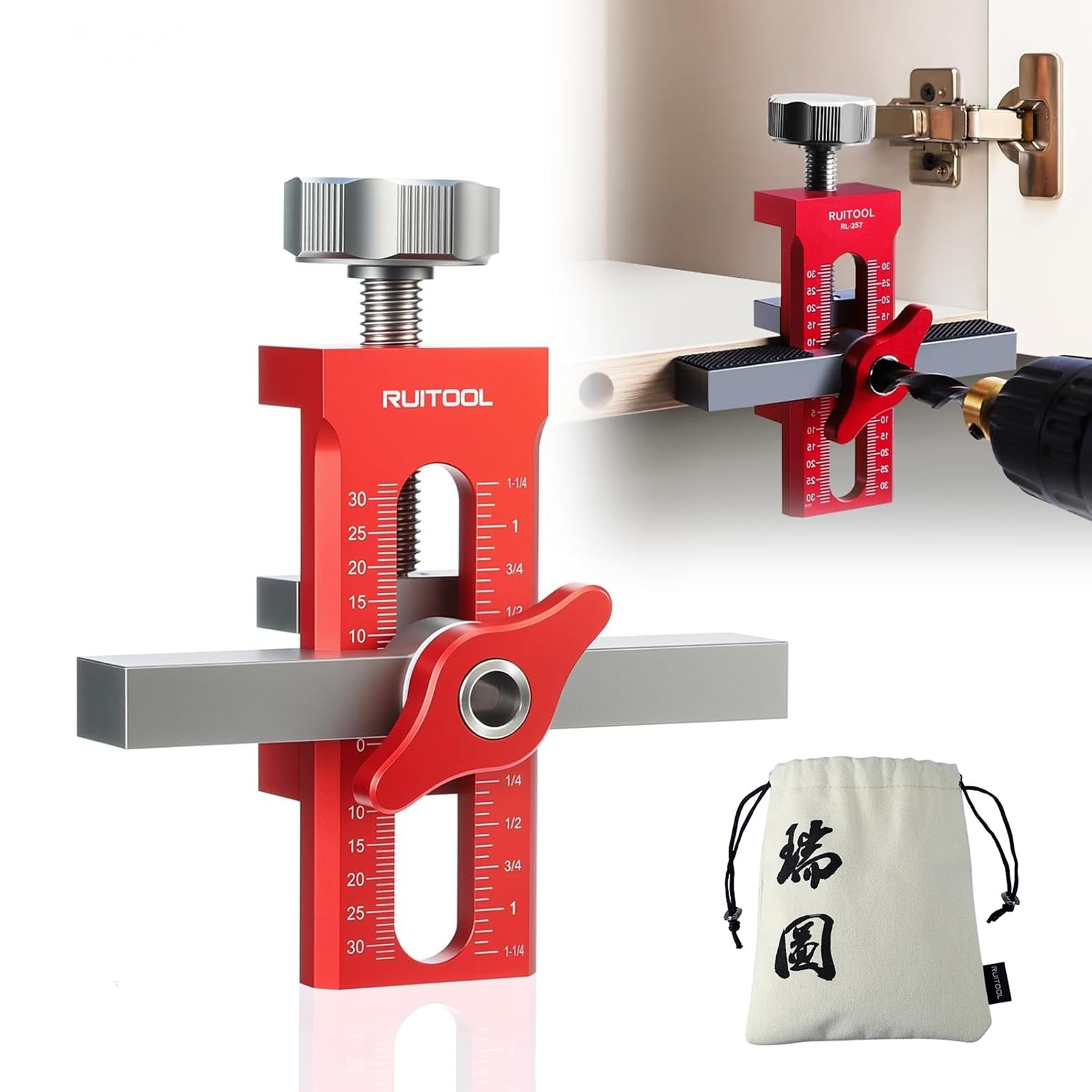 2-in-1 Cabinet Door Mounting Jig with Storage Bag, Installation Positioner fo…