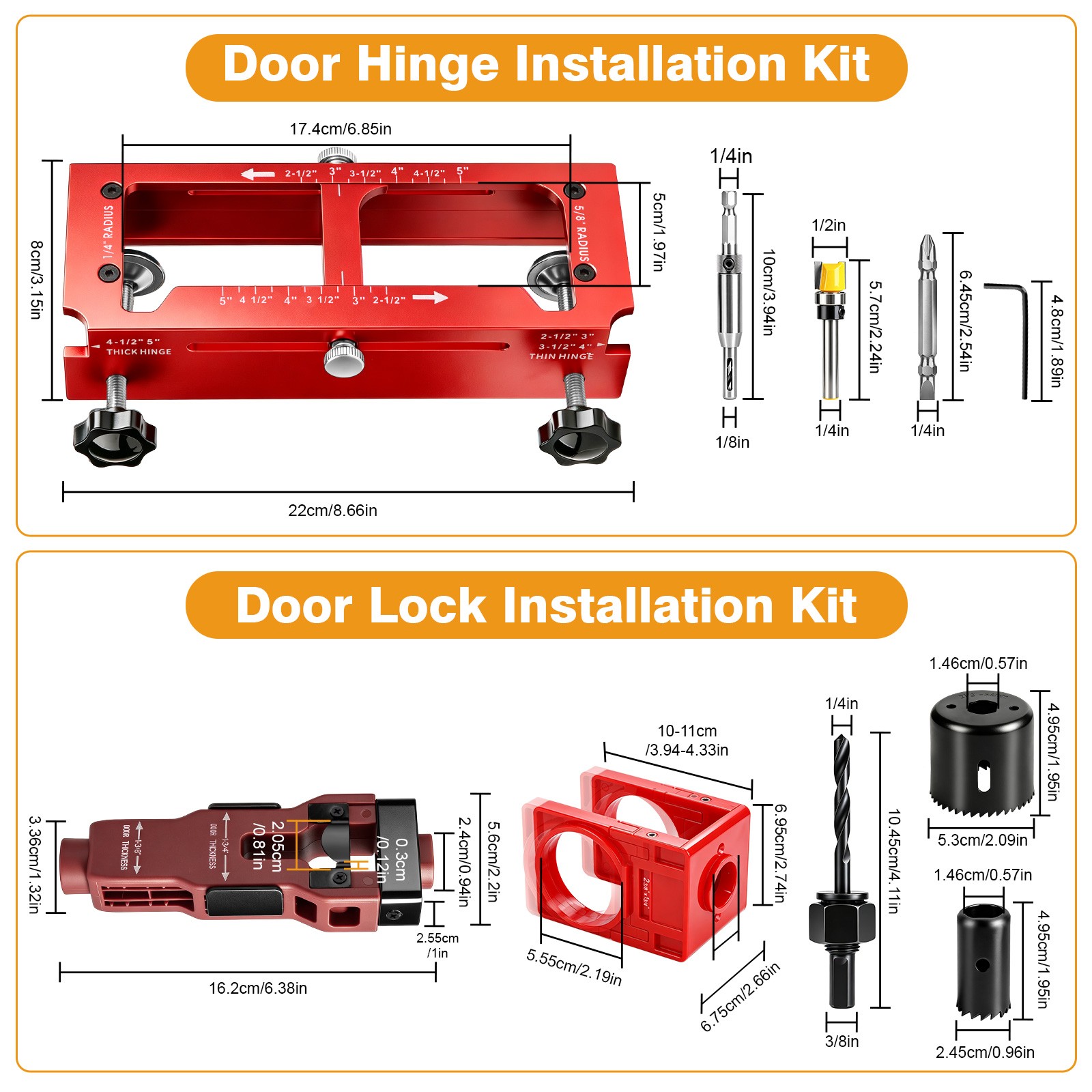 Door Hinge Jig & Lock Installation Kit Door Latch Mortise Tool Router Template