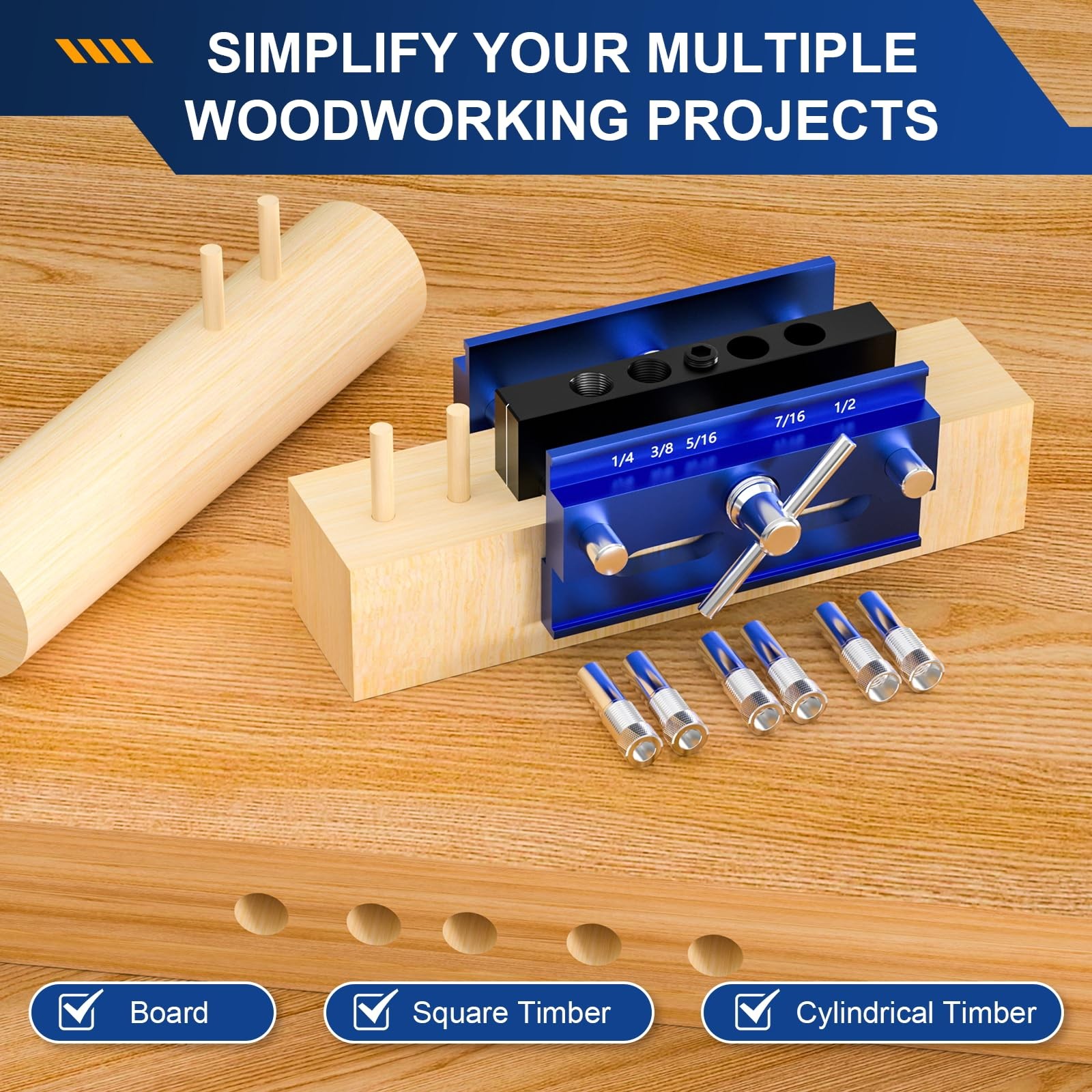 Self Centering Dowel Jig Kit, Drill Guide Jig Block for Straight Holes with 6…