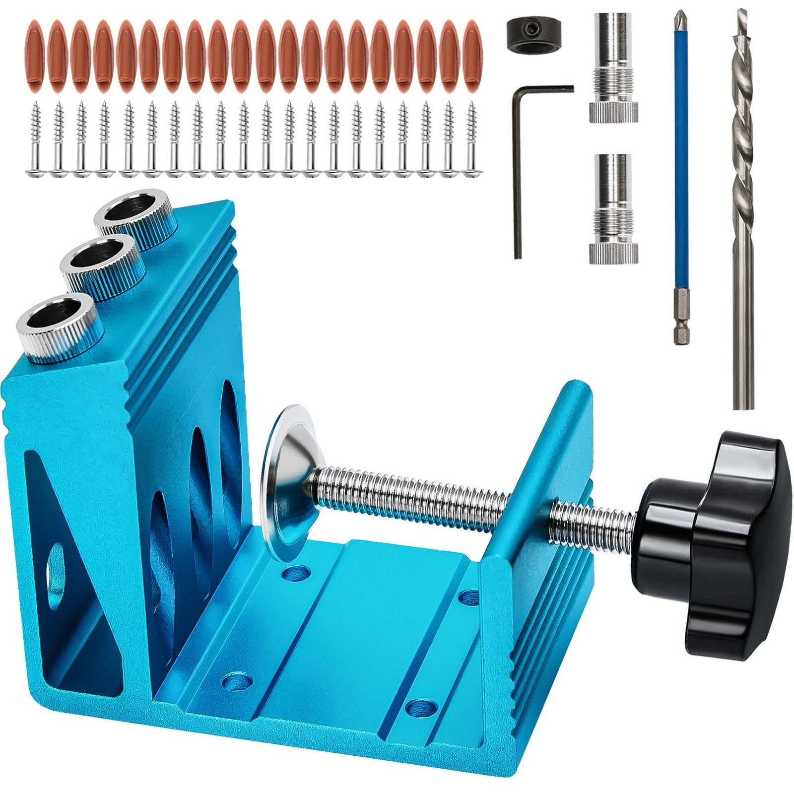 Pocket Hole Jig Kit with 3 Drill Hole for Carpentry Positioner Dowel Drill Jo…