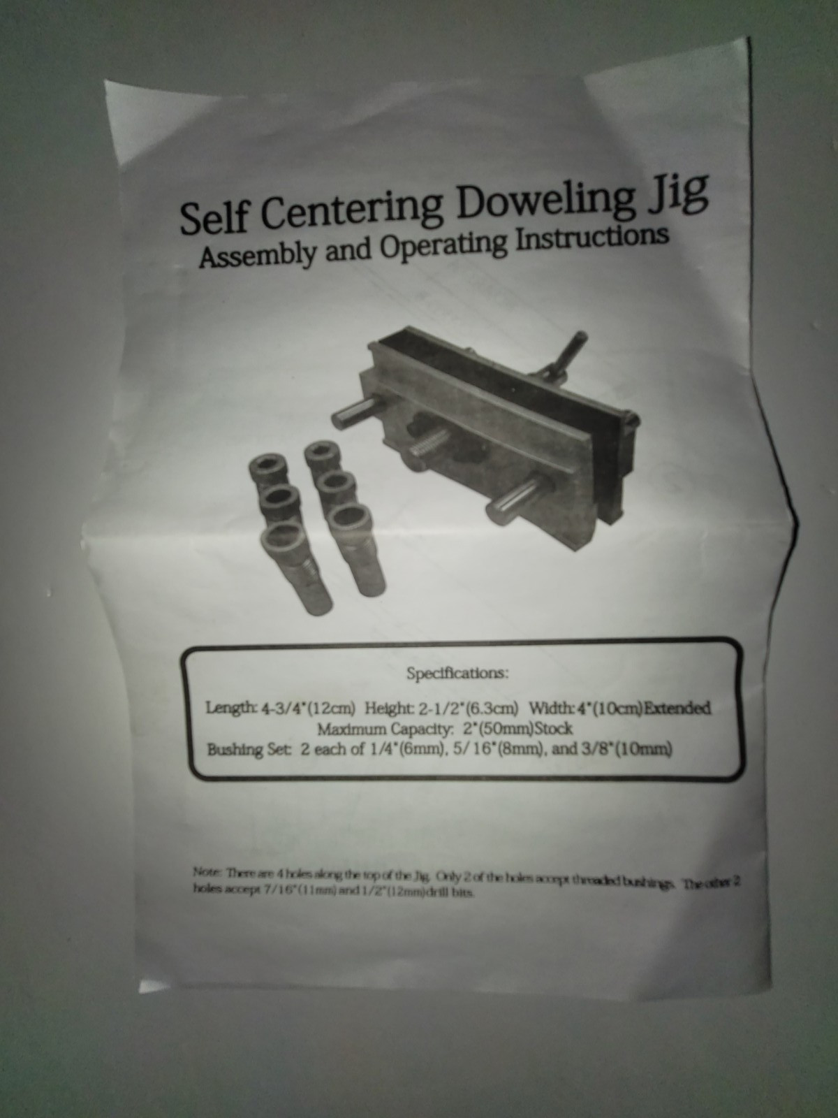 Self Centering Doweling Jig Kit For Straight Holes In Original Box W/ Papers