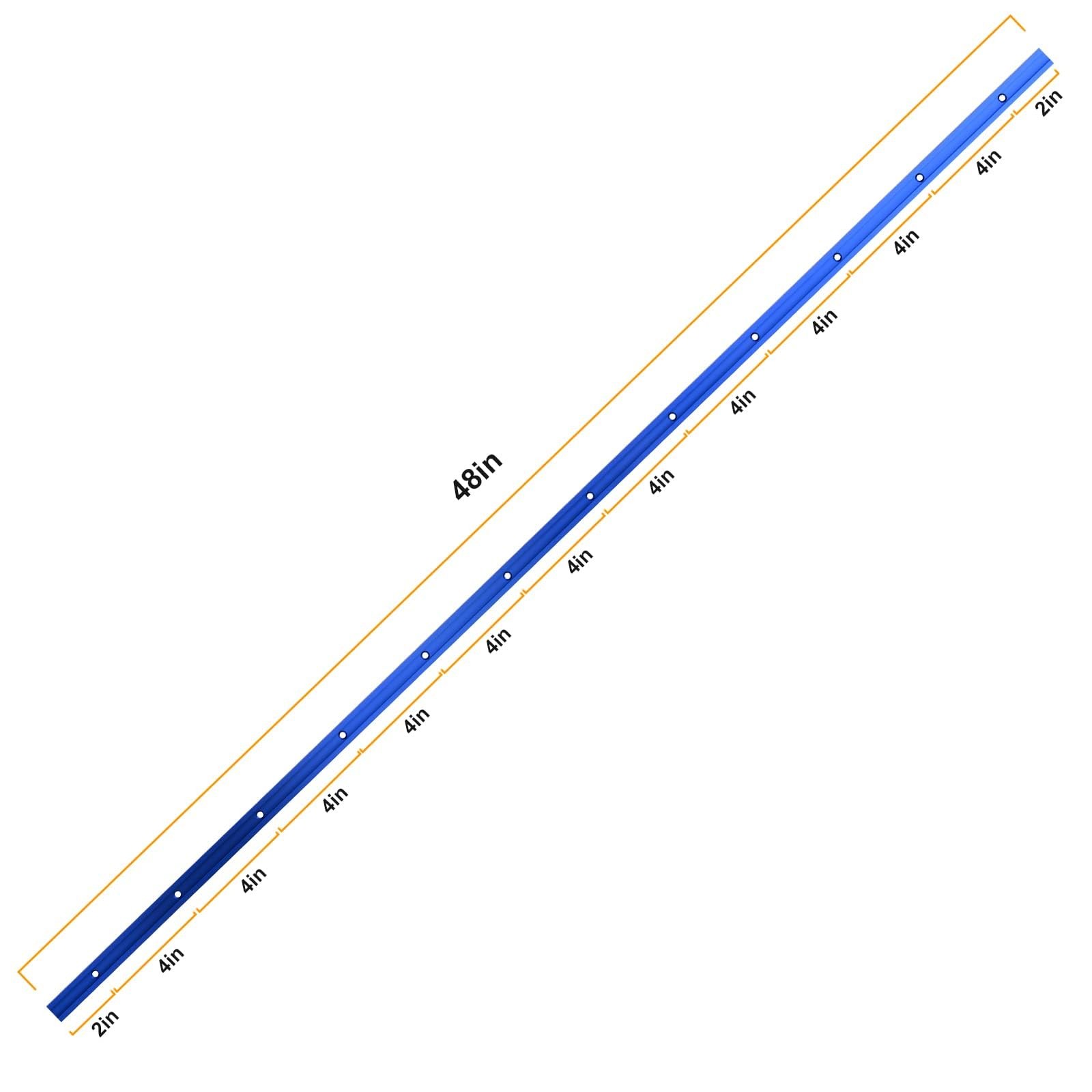4 PCS 48 Inch Dark Blue Aluminum TTrack Woodworking DoubleCut PreDrilled