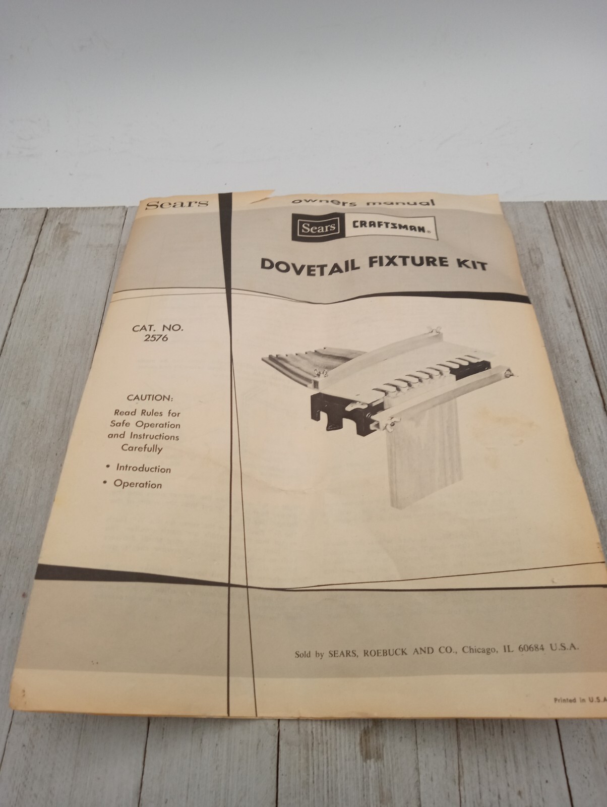 Sears Craftsman 8″ Depth Dovetail Fixture 9-2576 Owners Manual User Guide Parts