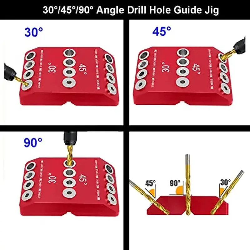 1PCS Drill Guide Jig 30/45/90 Degree Angled & Straight Hole Template Tool