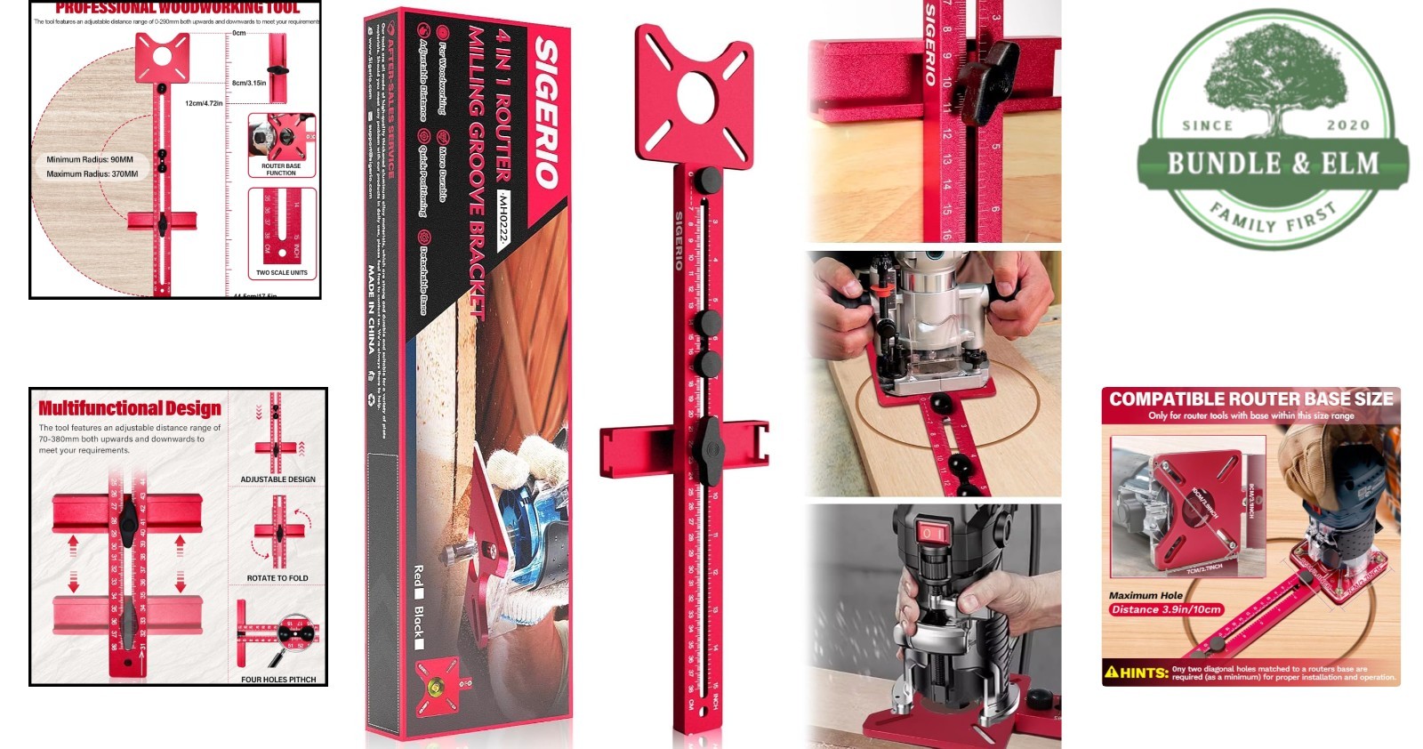 Woodworking Router Guide Aluminum Alloy 4-in-1 Circle Cutting Jig for Circula…
