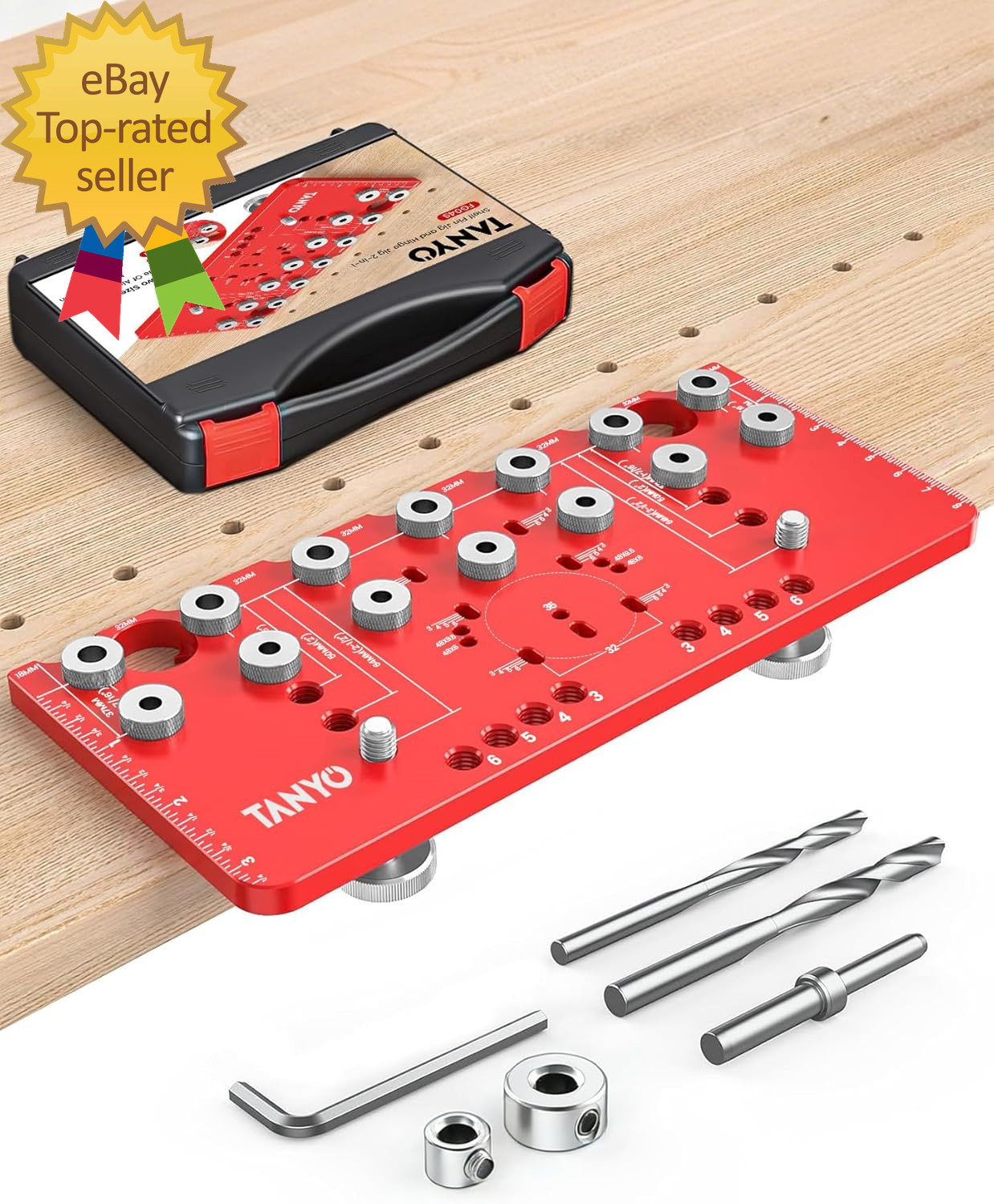  Shelf Pin Jig and Hinge Jig 2 in 1 1/4 Inch Adjustable 7 Hole ﻿Aluminum Shelf