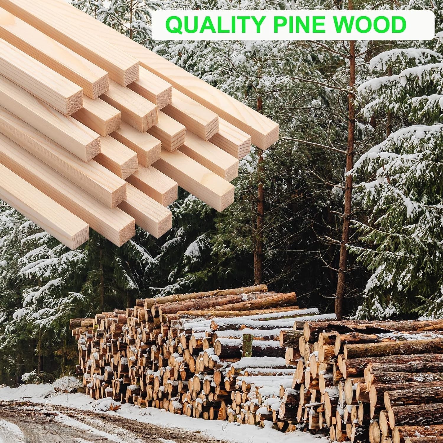 Natural Pine Square Dowel Rods – 20 Pieces of 3/8″x12″ Smooth Crafting Material