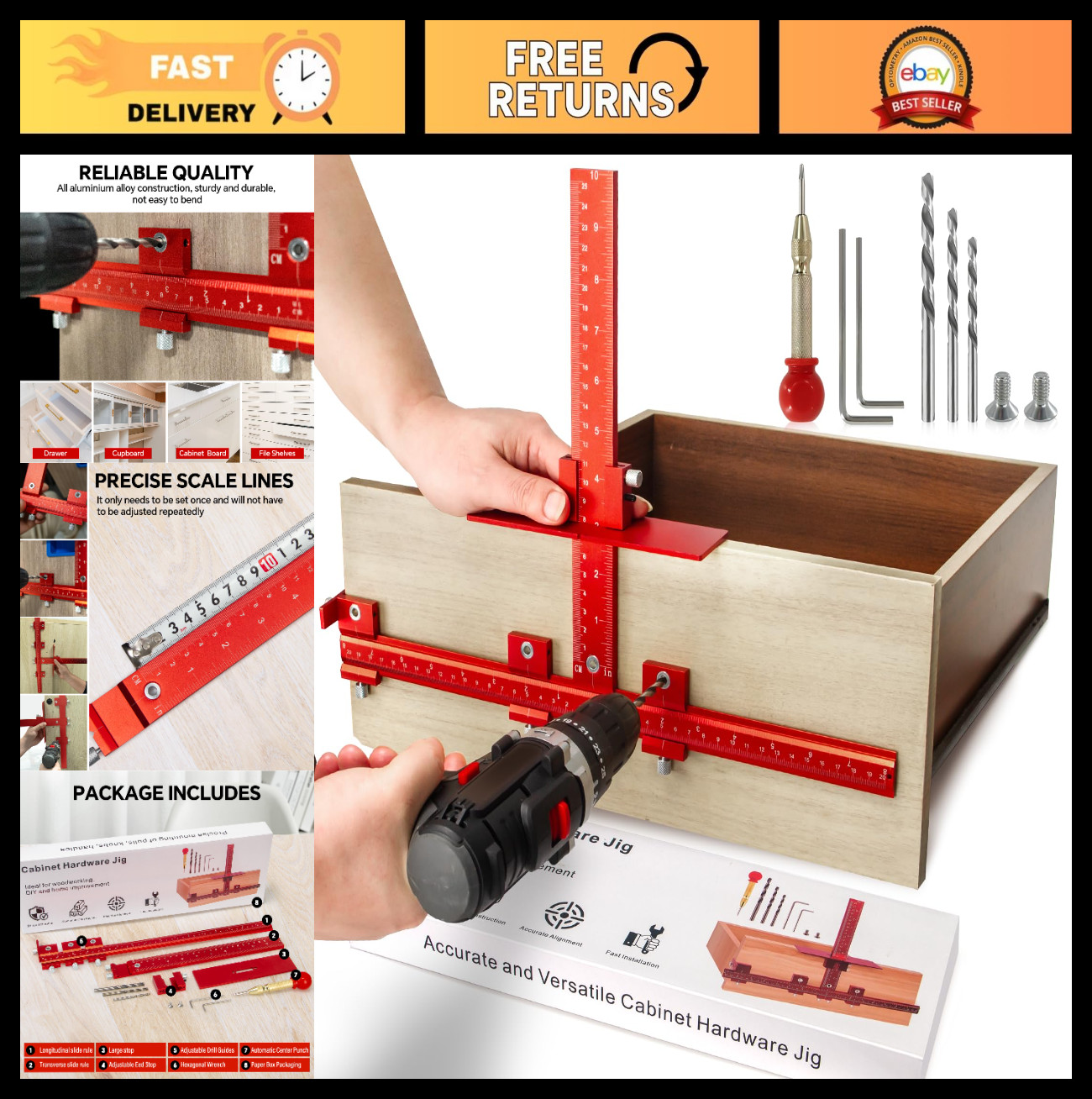 Aluminum Cabinet Handle Jig Tool for Easy Installation | Hardware Template with
