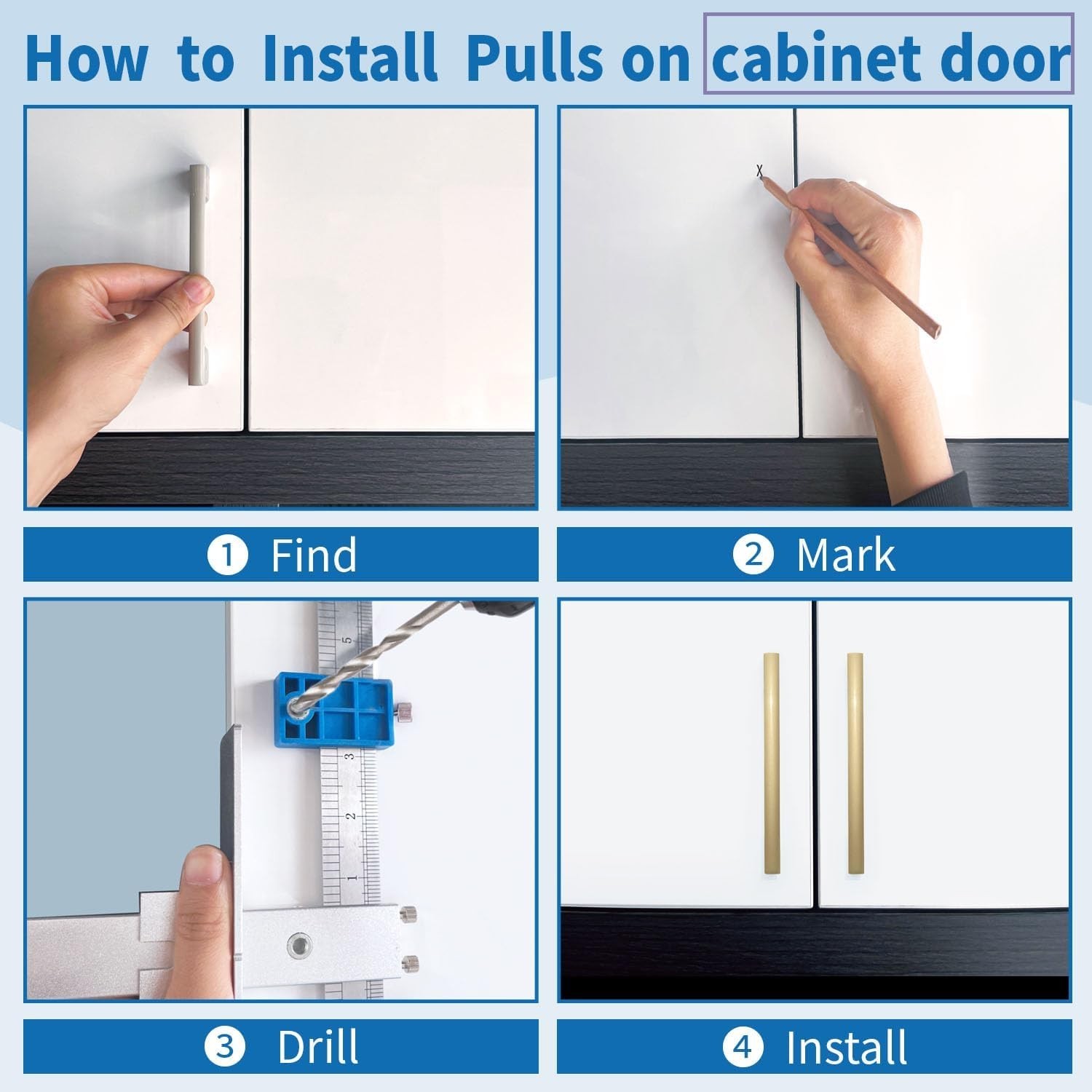 Cabinet Hardware Jig Drawer Pull Jig Template Tool Set With 3Pcs Point Wood Dril