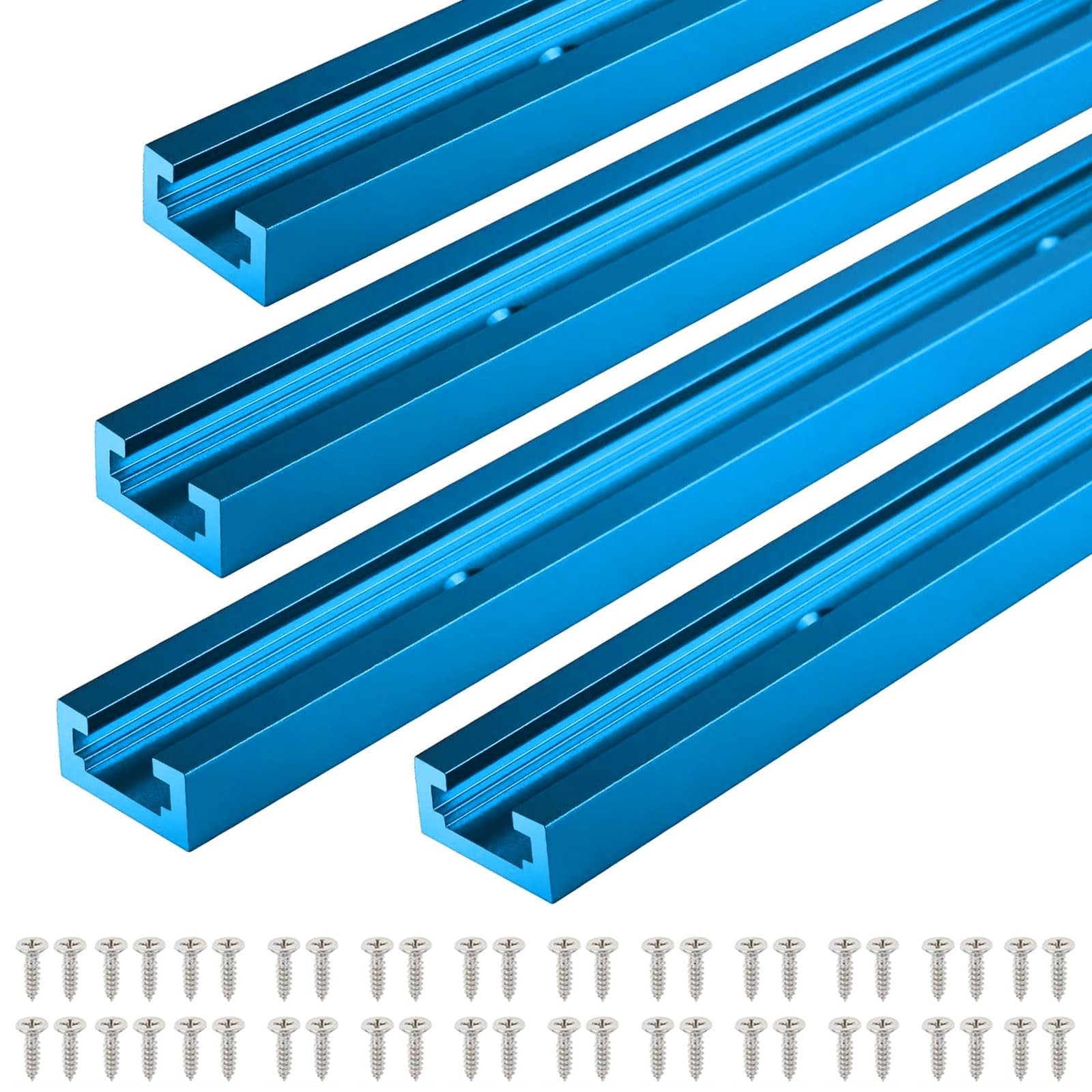 4 PCS 48 Inch Aluminum TTrack Woodworking Double Cut Profile 48 Screws