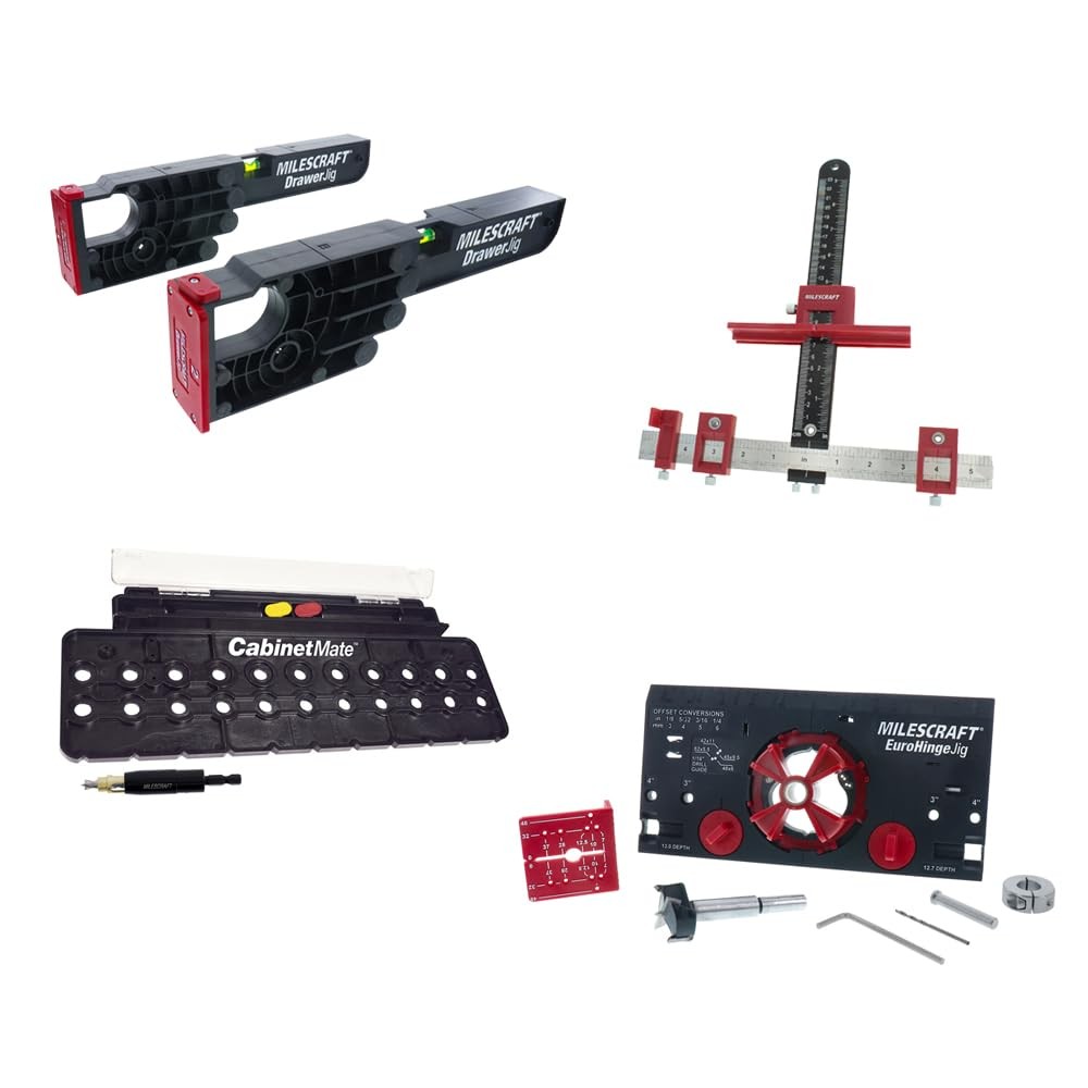 Milescraft 7300 Cabinet Kit – Cabinet Hardware Jig, Shelf Pin Jig, Hinge Jig …