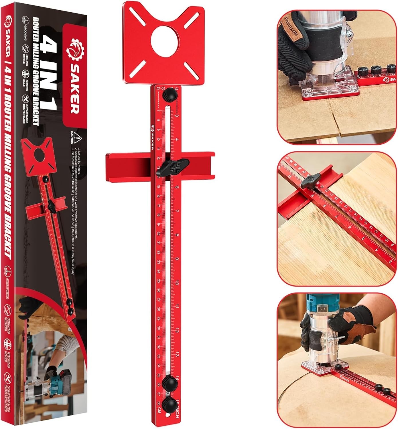 Saker New 4 in 1 Router Milling Groove Bracket/Cabinet Hardware Jig