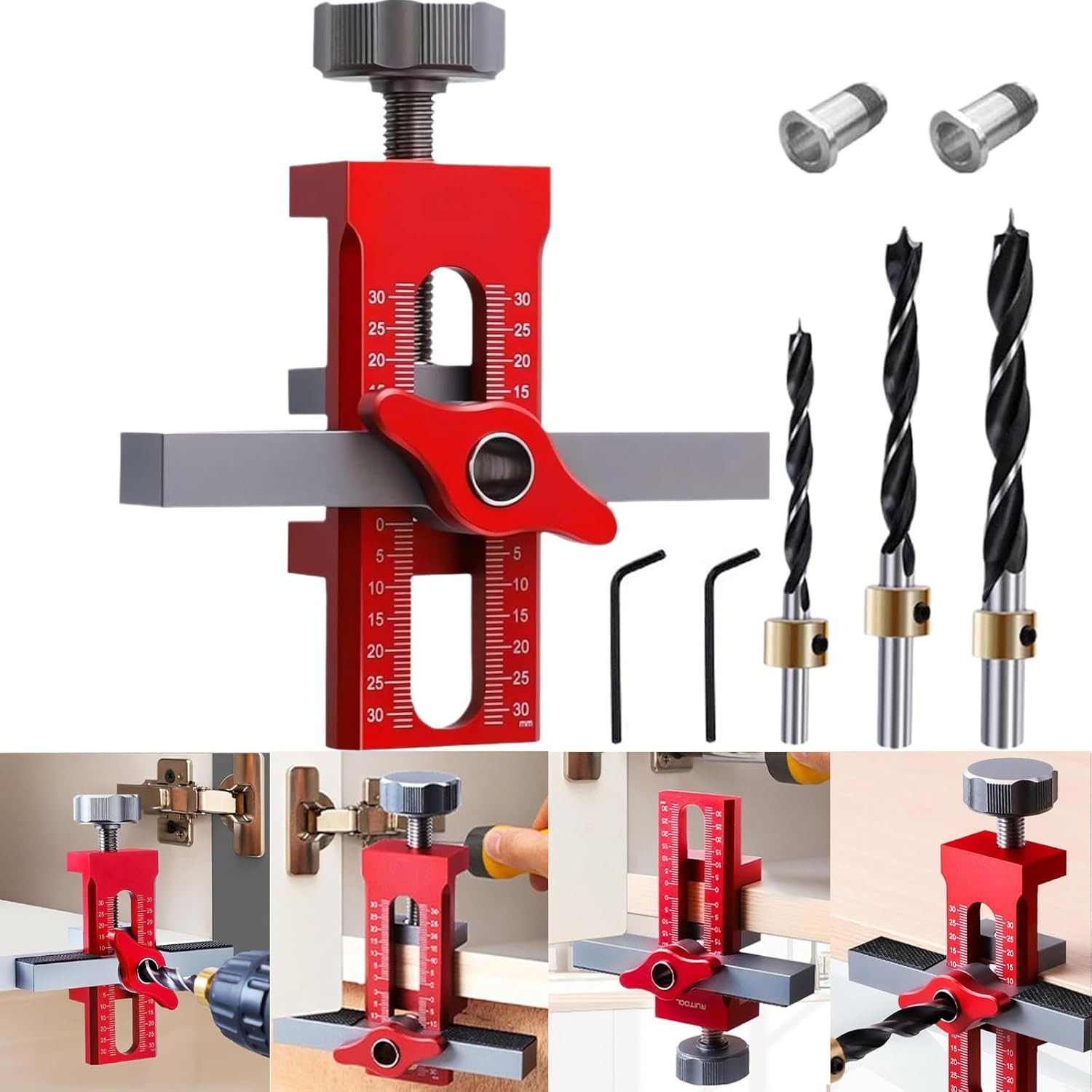 Cabinet Door Installation Jig, 2-In-1 Mounting Tool with Adjustable Positioner,