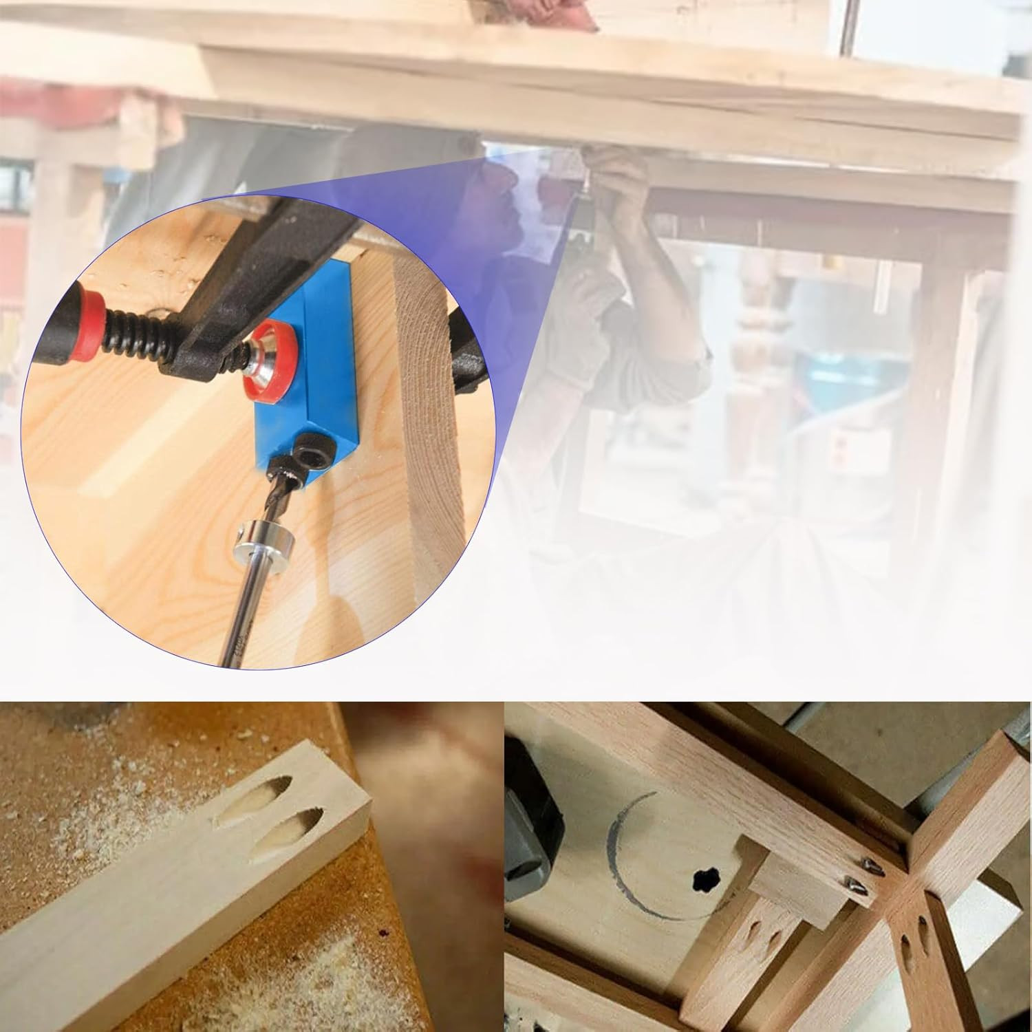 Pocket Hole Jig 14Pcs Kit – Woodwork Guides Joint Angle Tool Carpentry Locator –