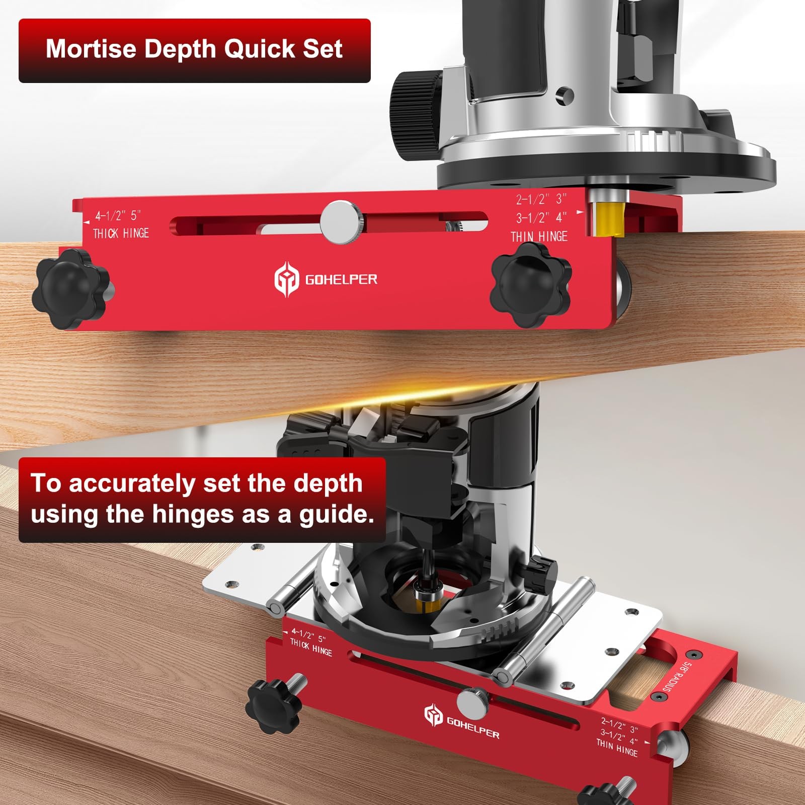 Door Hinge Jig Door Hinge Template Kit for Router Red One Adjustable Mortise Jig