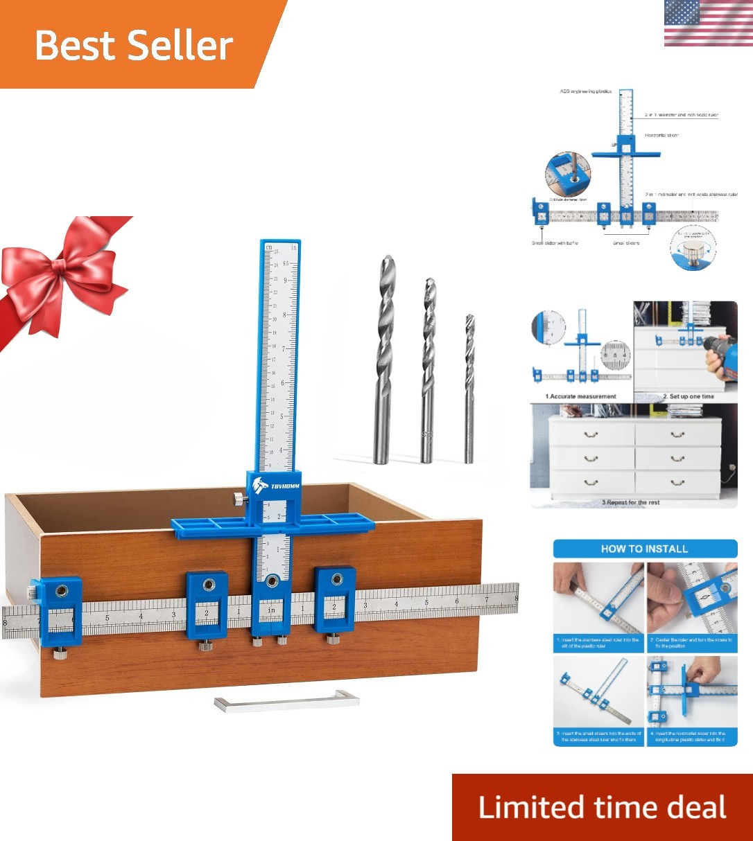Cabinet Hardware Jig, Punch Locator Drill Guide,Wood Drilling Dowelling Guide…
