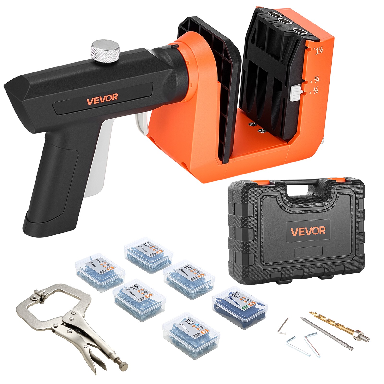 VEVOR Pocket Hole Jig Kit Jig Pocket Hole System 360° Rotating Handle Adjustable