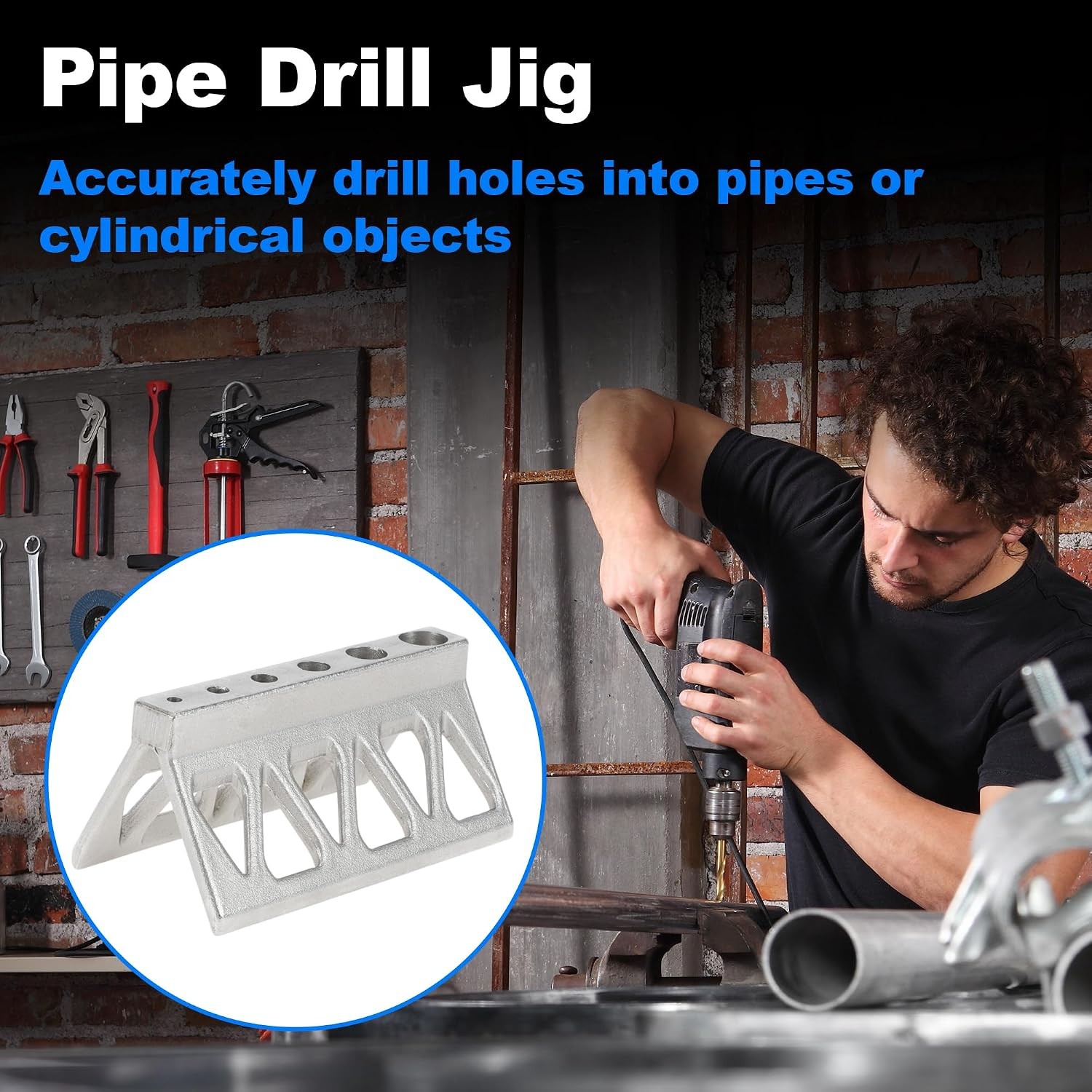 Handheld Pipe Drill Jig for Cylinder Pipe Triangle Window