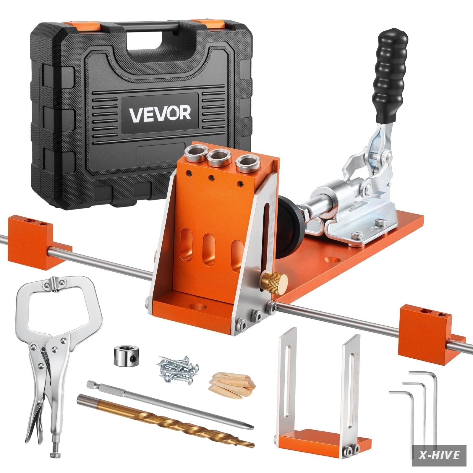 Pocket Hole Jig Kit, 1/2 to 1-1/2 in Adjustable, Jig Pocket Hole System with Too