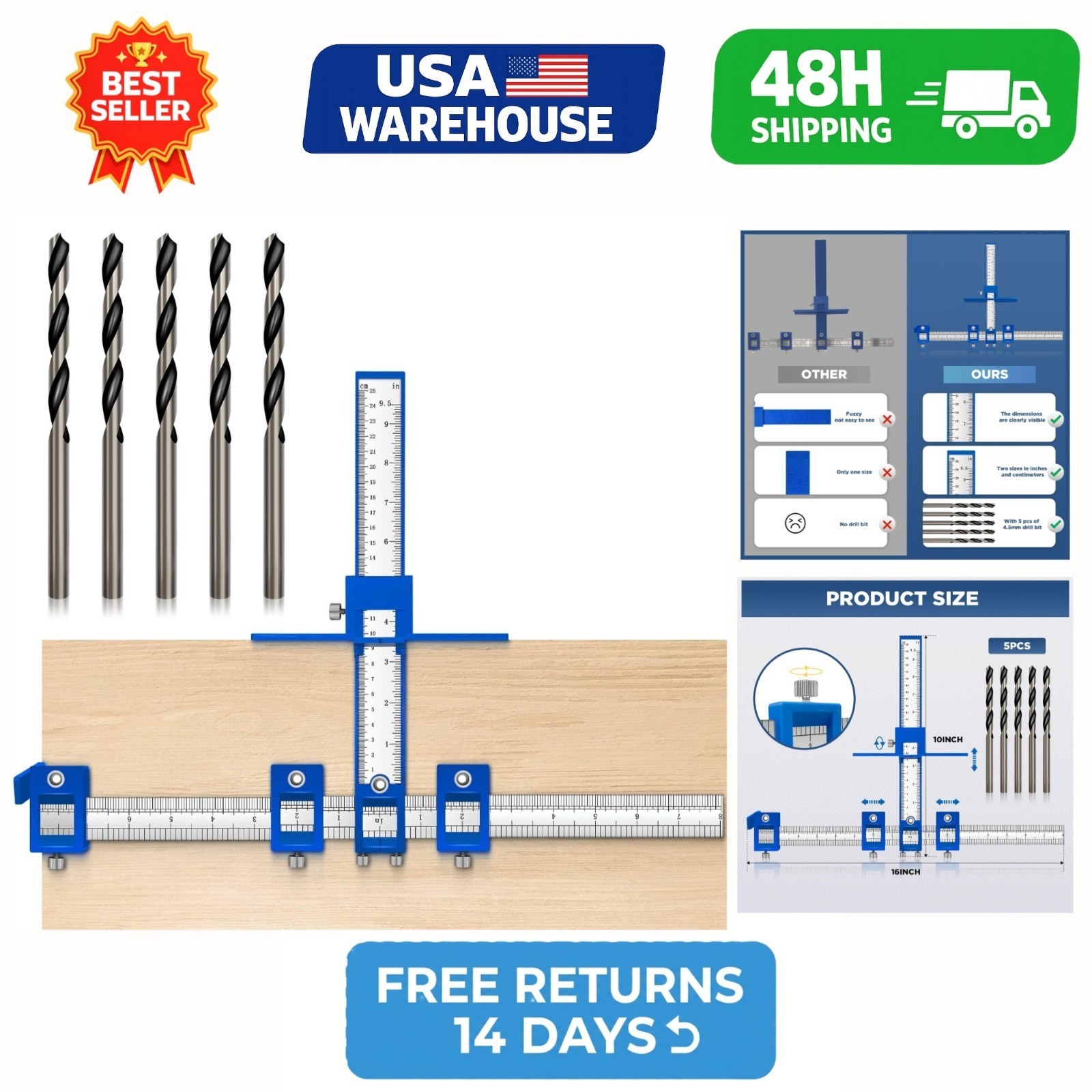 Cabinet Hardware Jig Handle Jig Template Tool for Easy Drawer Door Installation