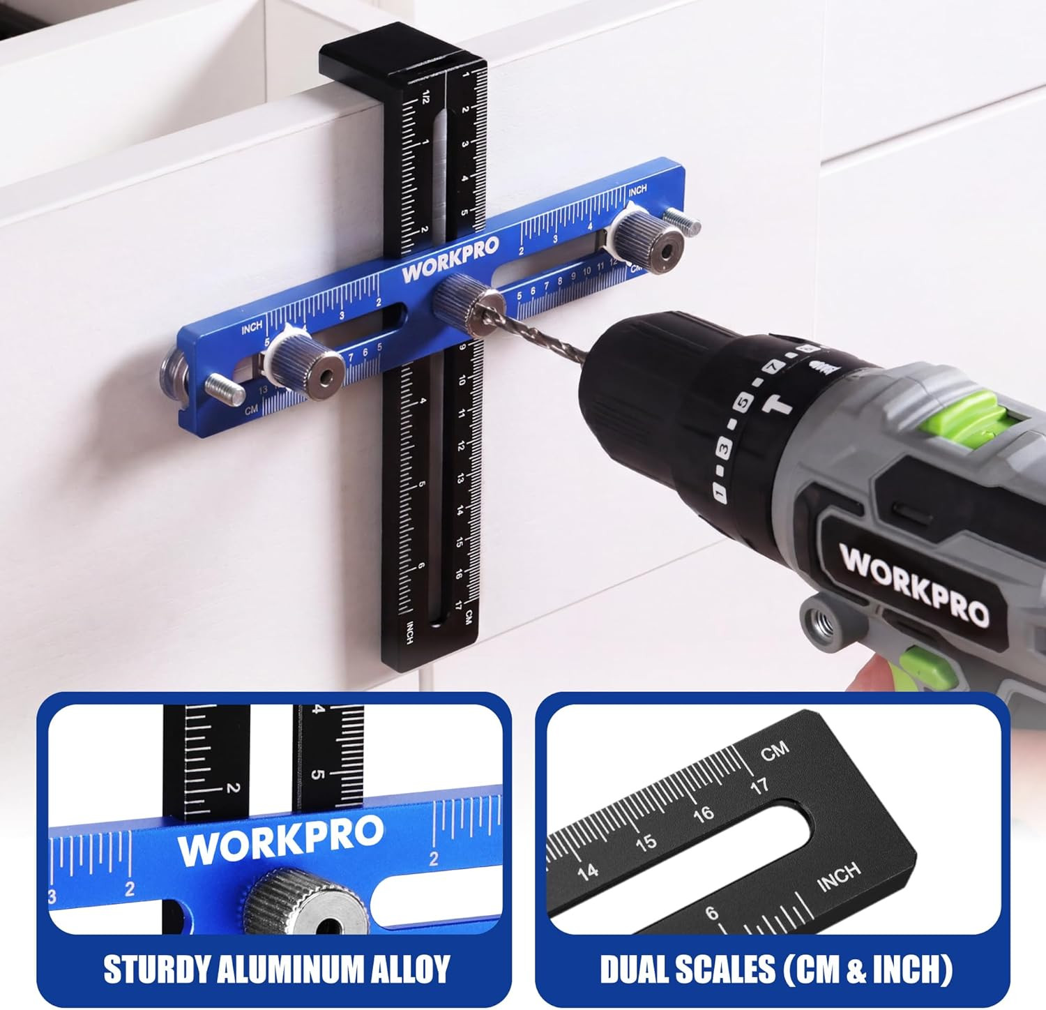Cabinet Hardware Jig Aluminum Alloy Handle 4Mm Drill Guide Adjustable Template
