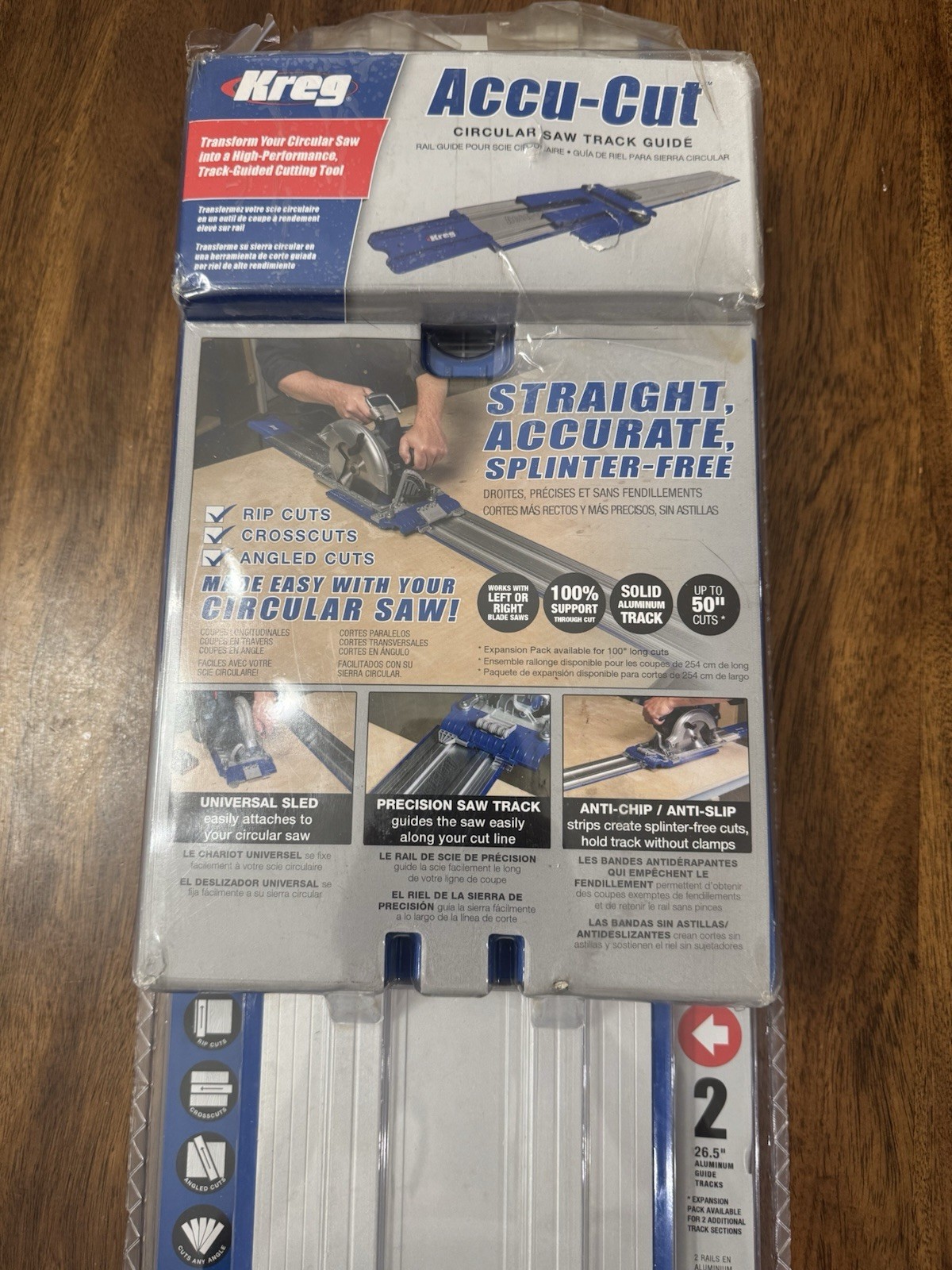 Kreg Accu-Cut Circular Saw Track Guide, 50 in Capacity, 2pc Aluminum