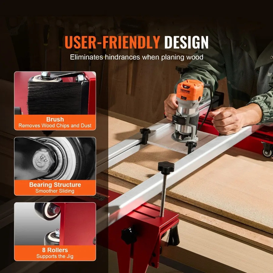 Router Sled Adjustable Wood Slab Flattening Mill Router Jig 64″ Length