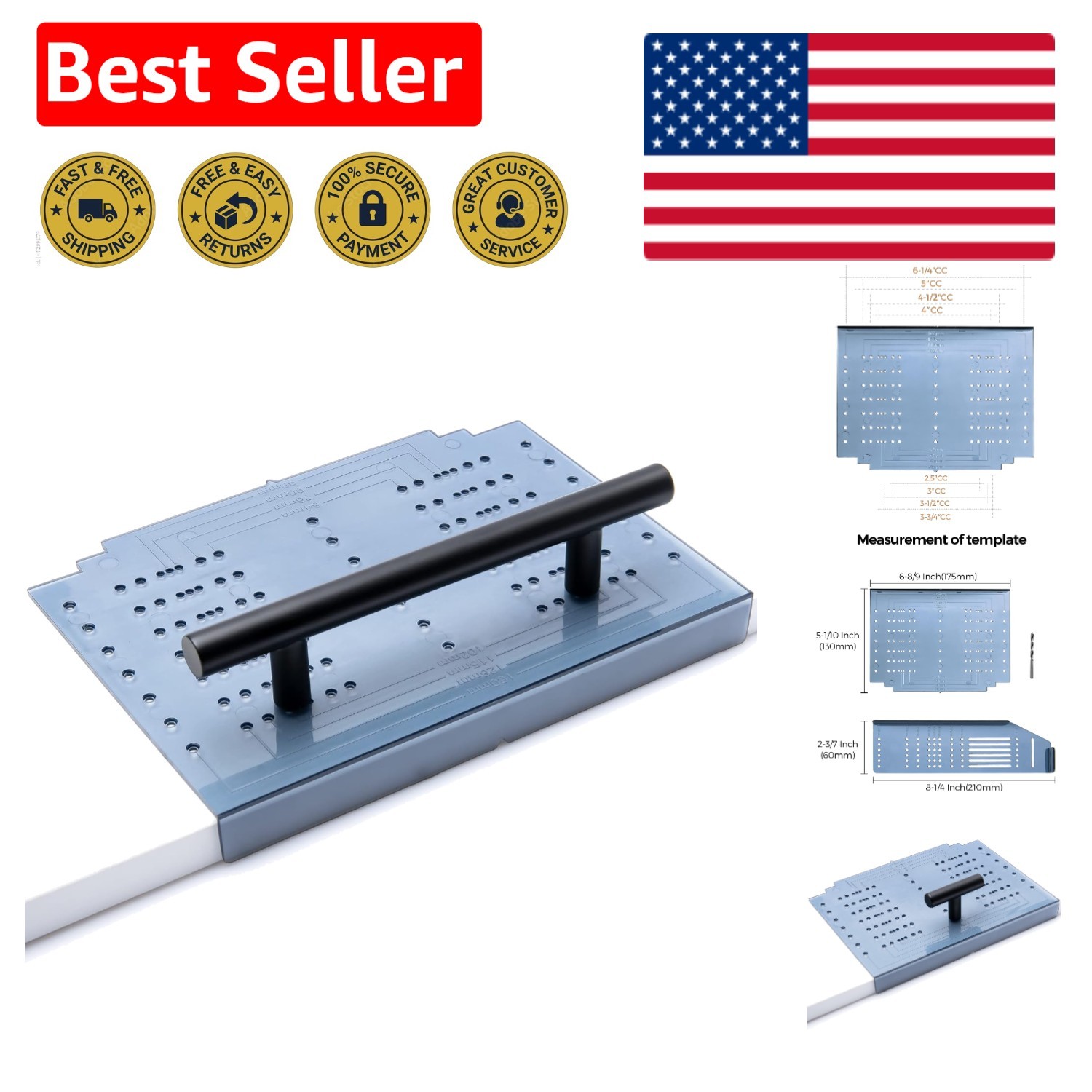 Precision Cabinet Handle Template Tool – Easy Installation for Knob Drilling